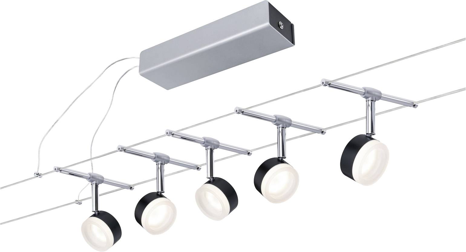 Paulmann 94457 Seil-Komplettsystem LED fest eingebaut LED Schwarz, Chrom