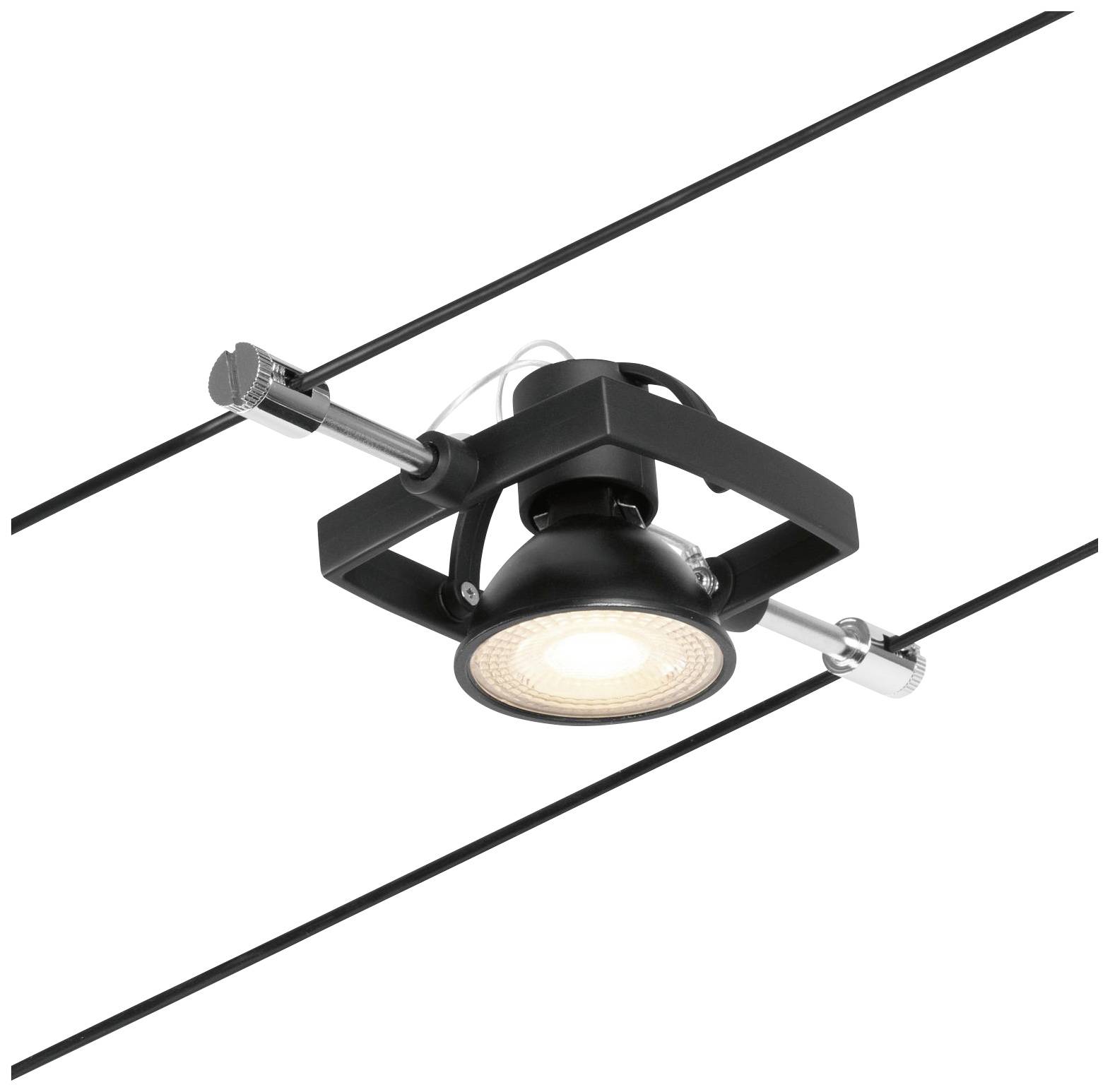 Paulmann Niedervolt-Seilsystem-Leuchte GU5.3 Schwarz (matt), Chrom