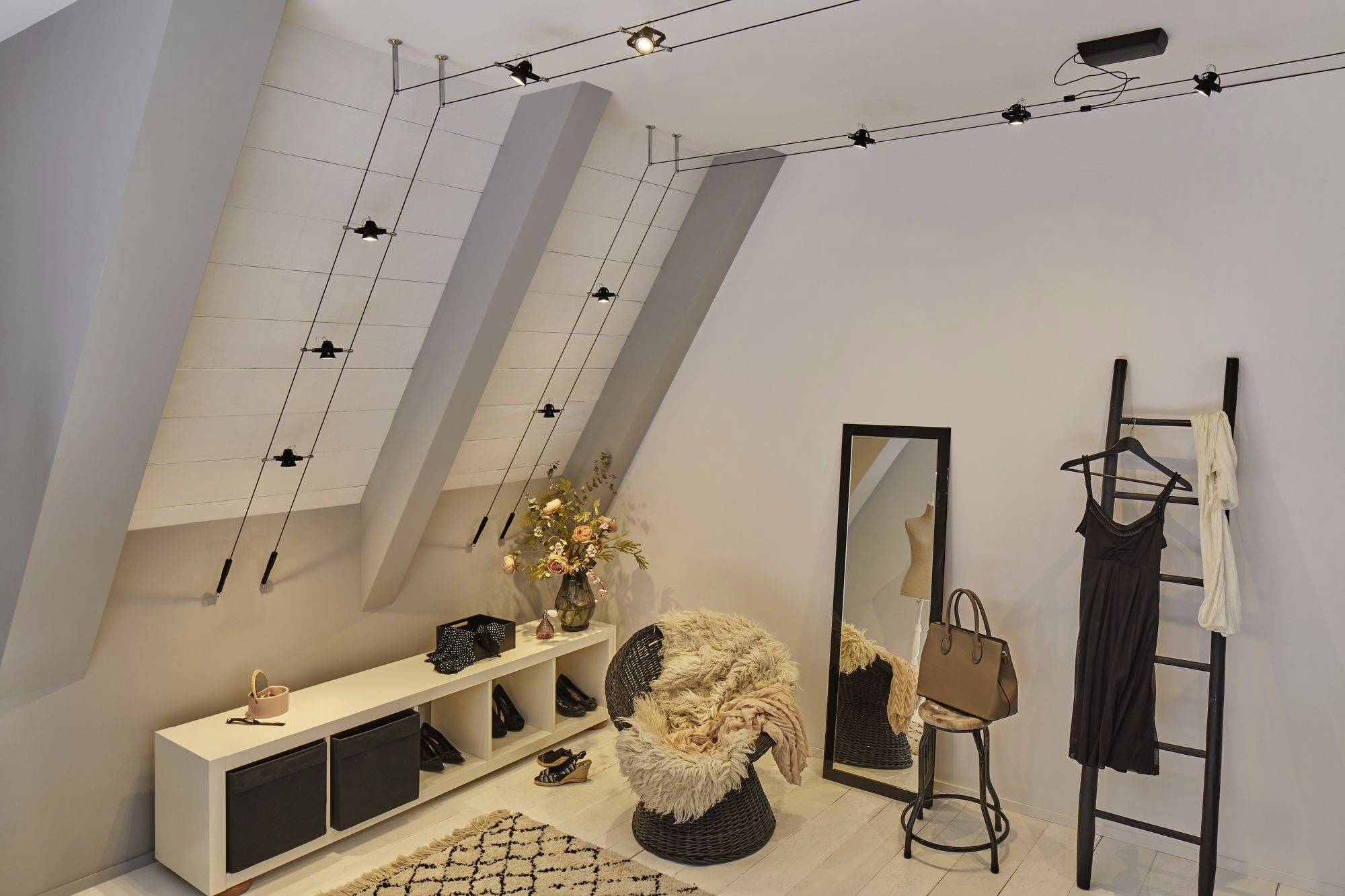 Paulmann Niedervolt-Seilsystem-Leuchte GU5.3 Schwarz (matt), Chrom