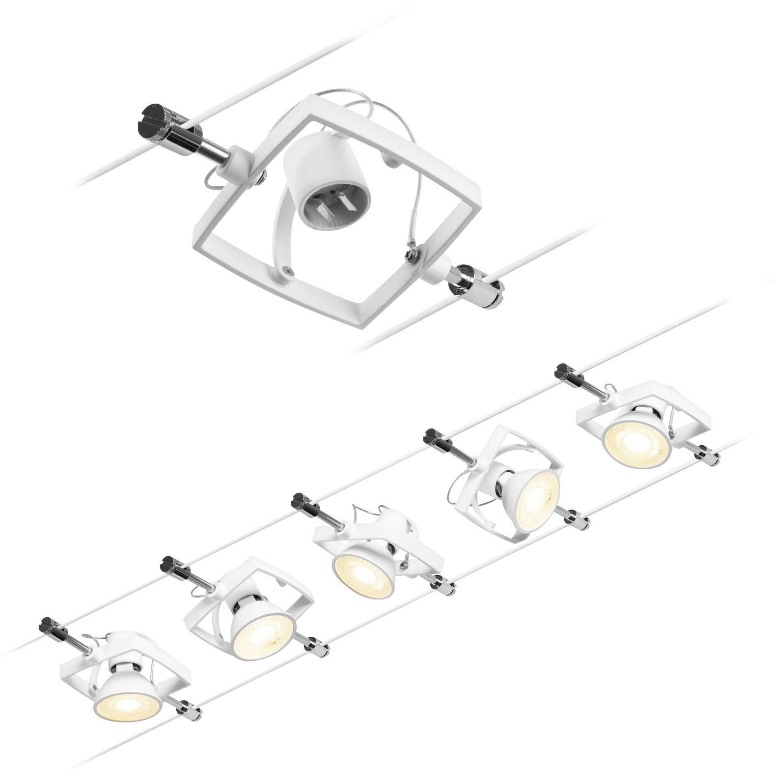 Paulmann 94432 Seil-Komplettsystem GU5.3 Weiß (matt), Chrom