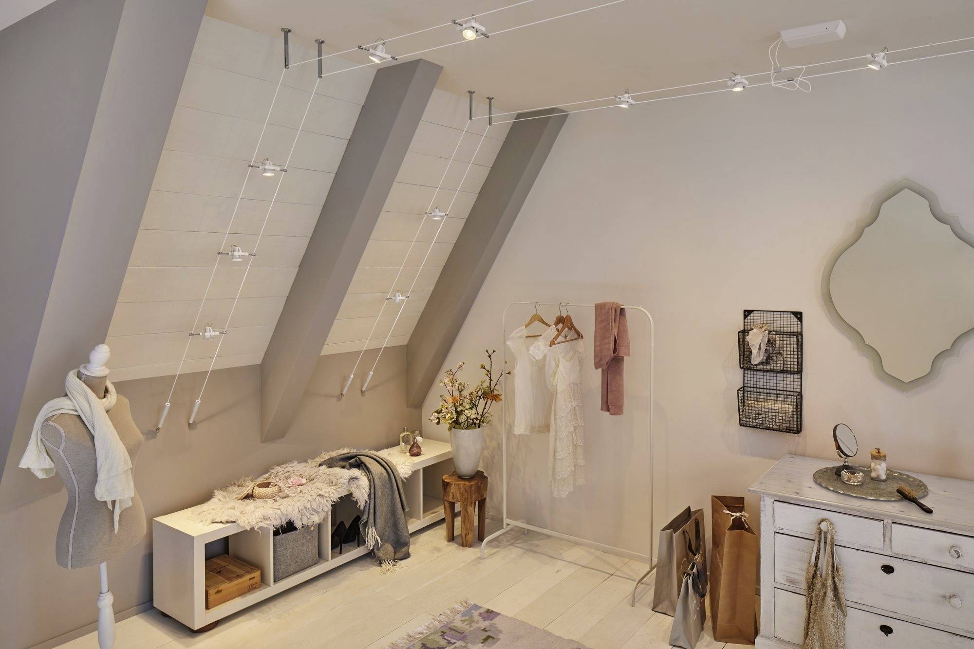 Paulmann 94432 Seil-Komplettsystem GU5.3 Weiß (matt), Chrom