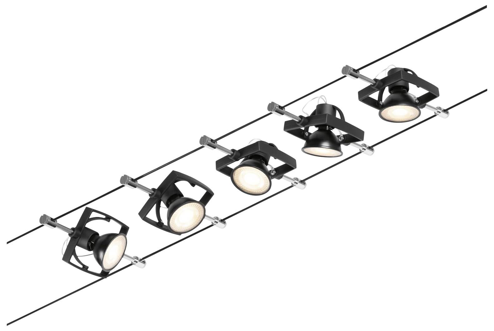 Paulmann 94434 Seil-Komplettsystem GU5.3 Schwarz (matt), Chrom