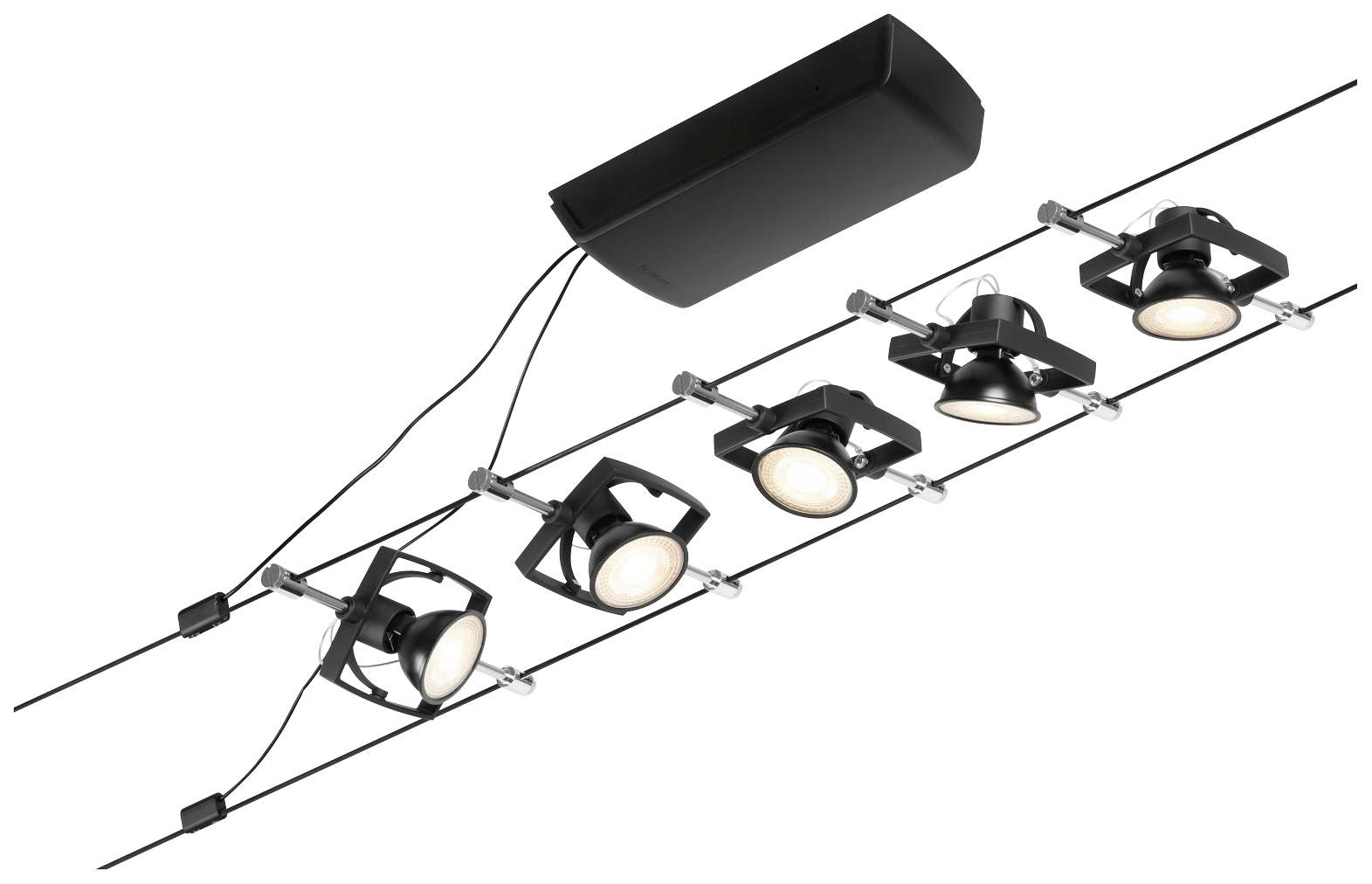 Paulmann 94434 Seil-Komplettsystem GU5.3 Schwarz (matt), Chrom
