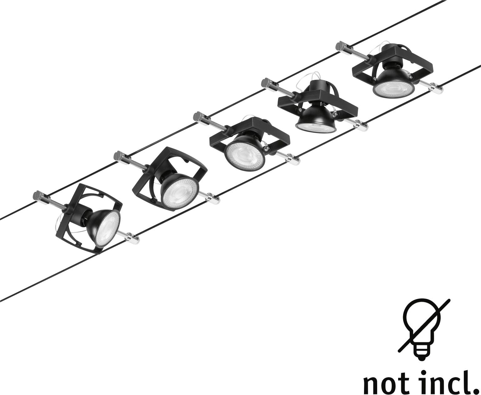 Paulmann 94434 Seil-Komplettsystem GU5.3 Schwarz (matt), Chrom