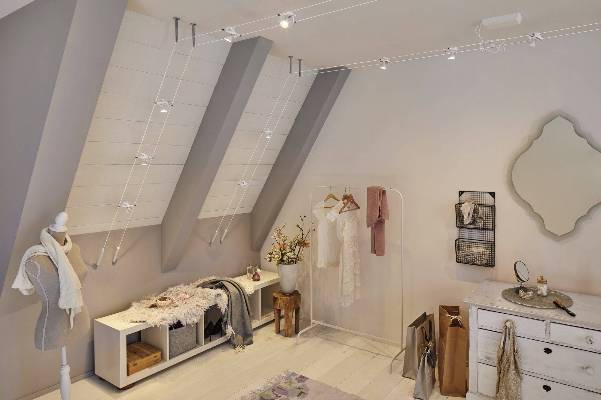 Paulmann 94438 Seil-Komplettsystem GU5.3 Weiß (matt), Chrom