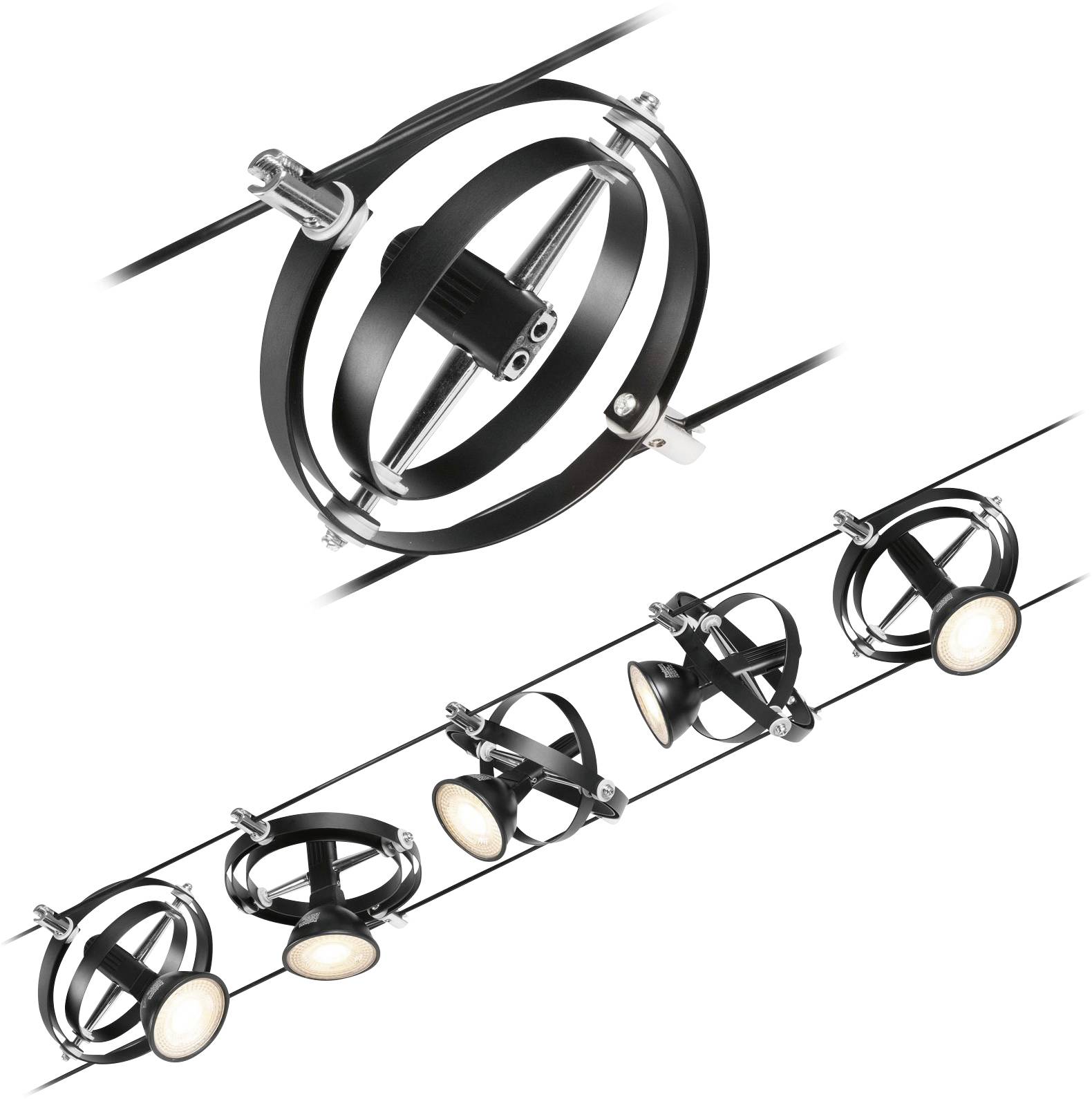 Paulmann 94440 Seil-Komplettsystem GU5.3 Schwarz (matt), Chrom