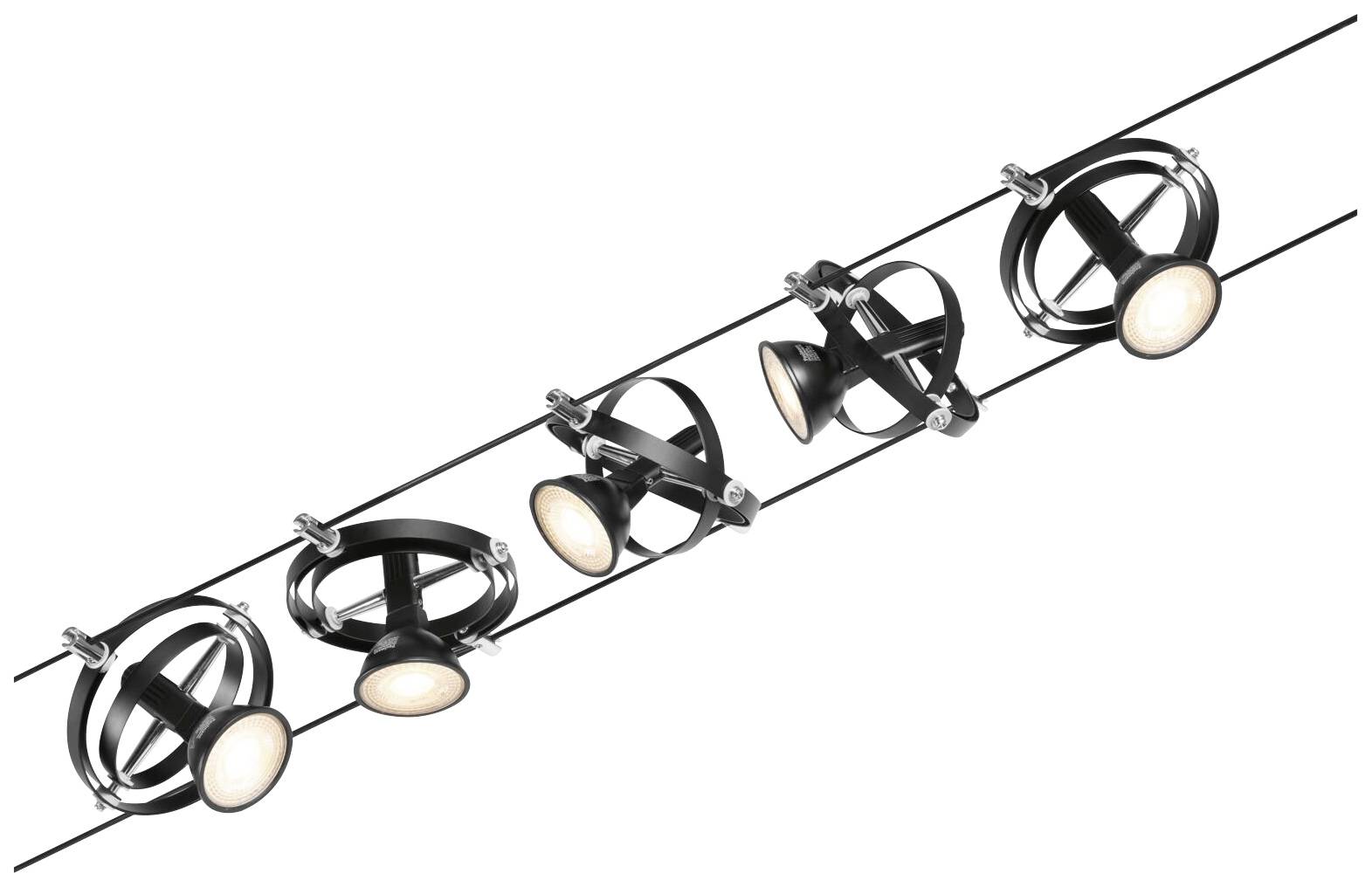 Paulmann 94440 Seil-Komplettsystem GU5.3 Schwarz (matt), Chrom