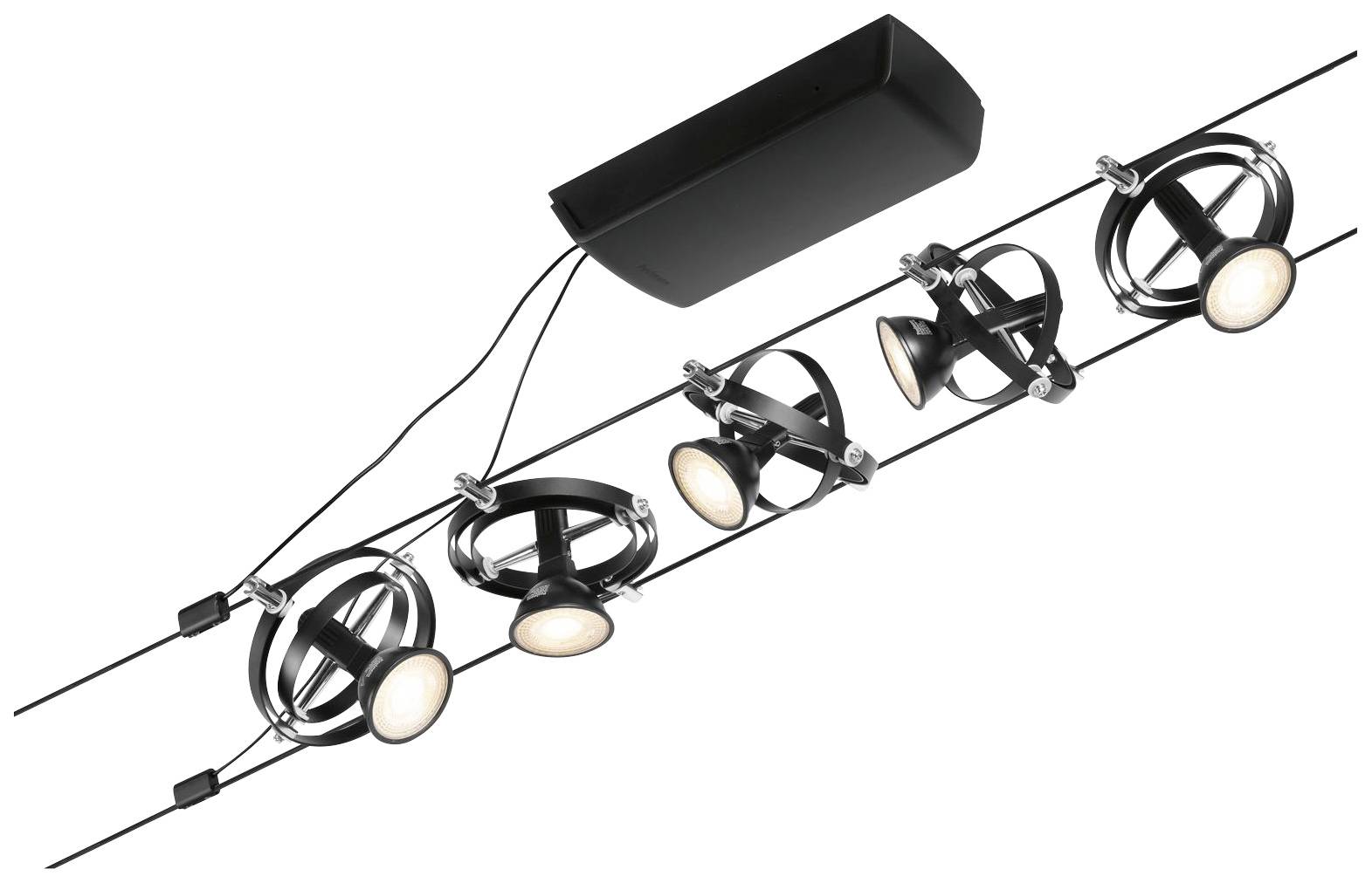 Paulmann 94440 Seil-Komplettsystem GU5.3 Schwarz (matt), Chrom