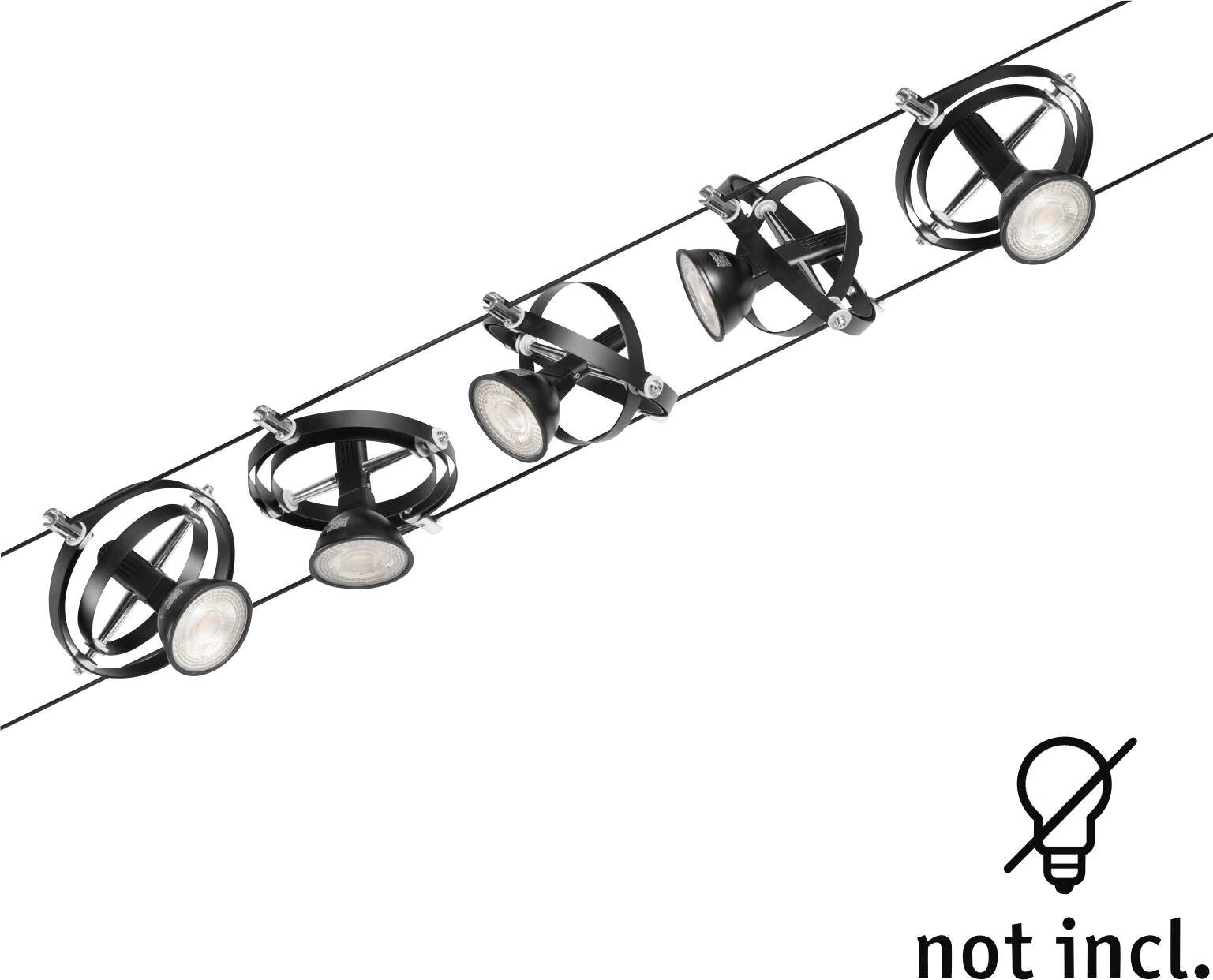Paulmann 94440 Seil-Komplettsystem GU5.3 Schwarz (matt), Chrom