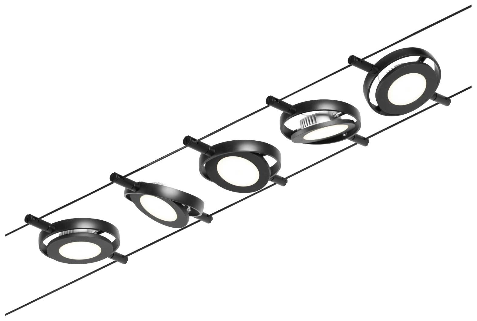 Paulmann 94418 Seil-Komplettsystem LED fest eingebaut LED Schwarz (matt), Chrom