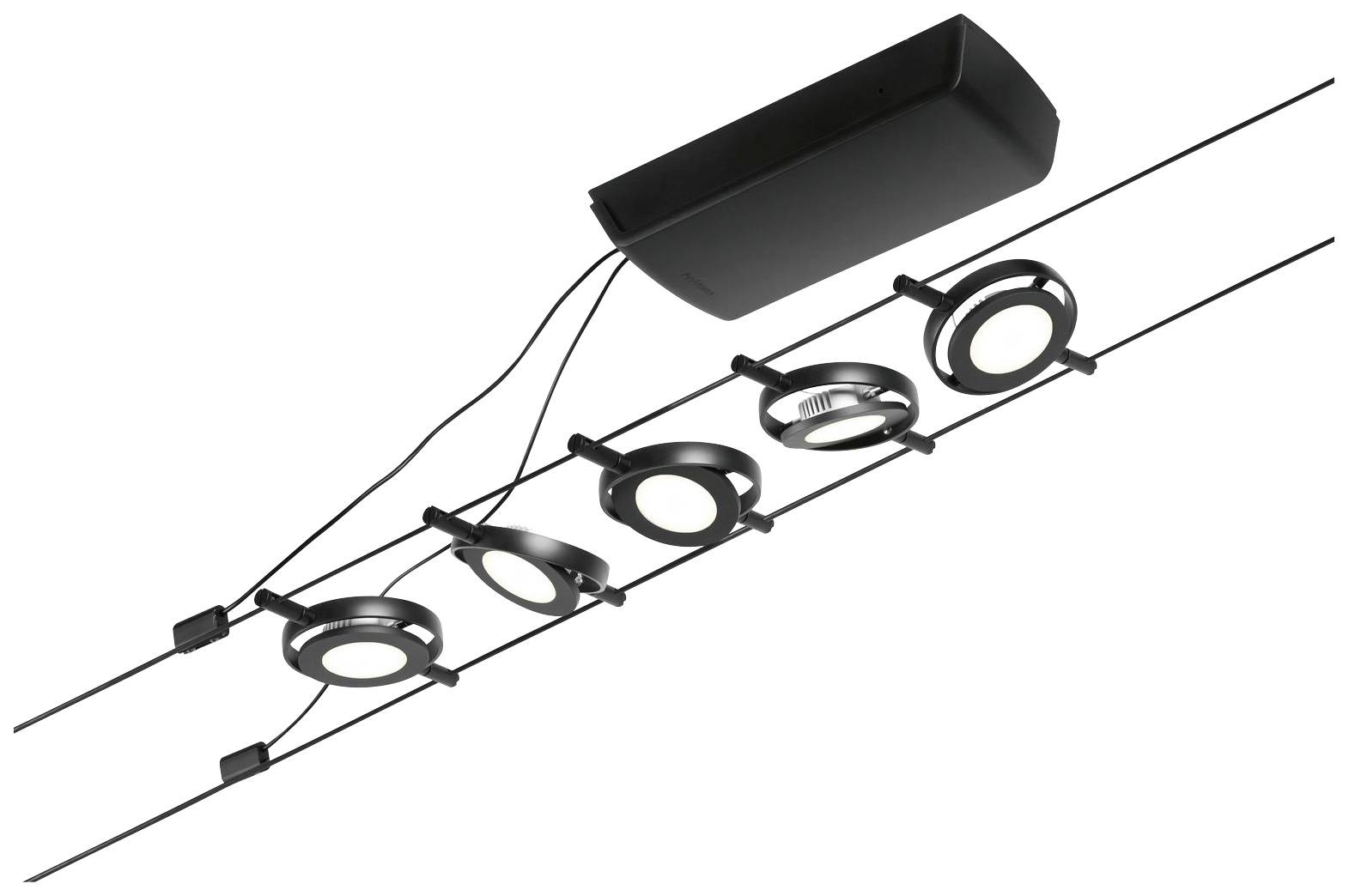 Paulmann 94418 Seil-Komplettsystem LED fest eingebaut LED Schwarz (matt), Chrom