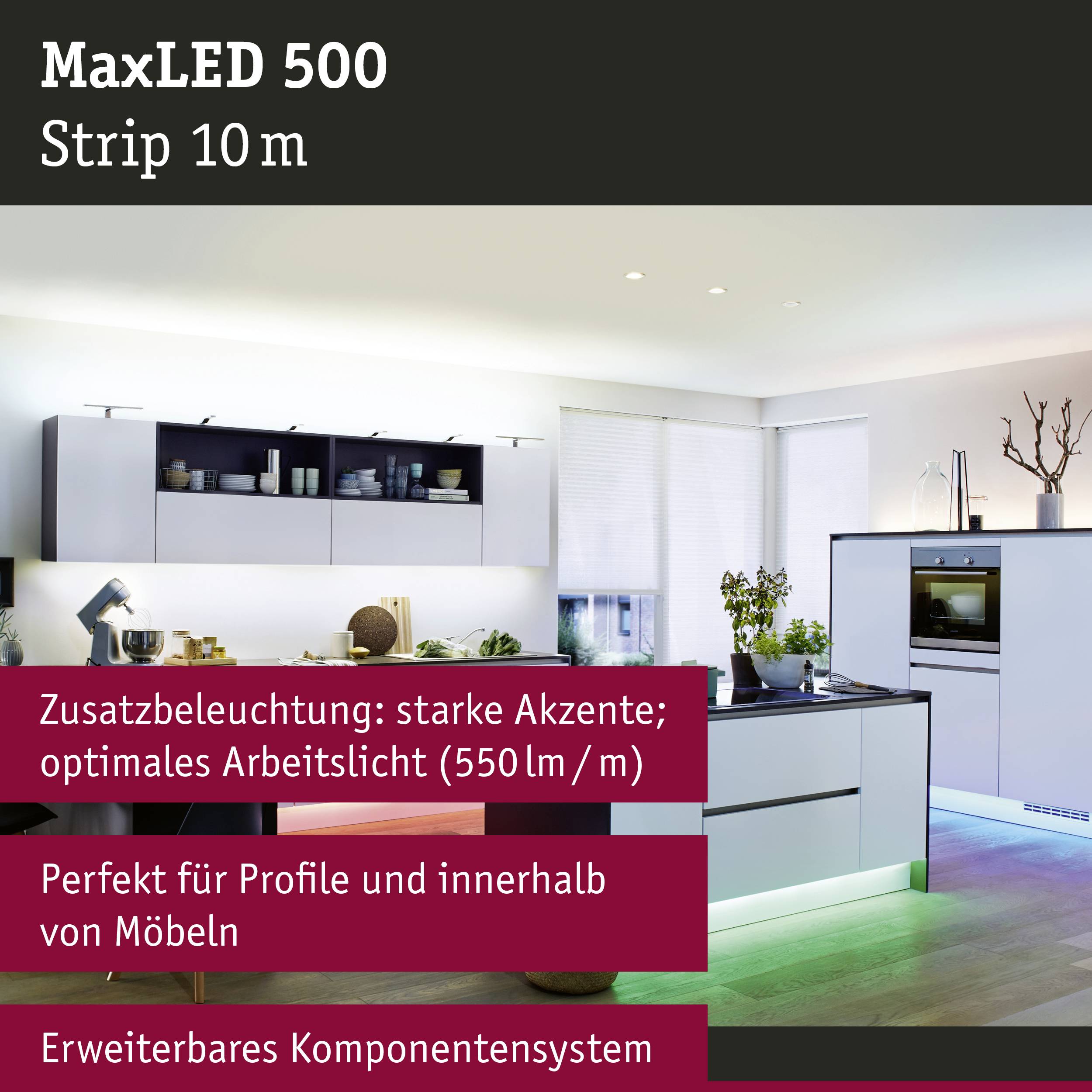 Paulmann MaxLED 500 71044 LED-Streifen-Erweiterung mit Stecker 24V 10m RGBW 10m