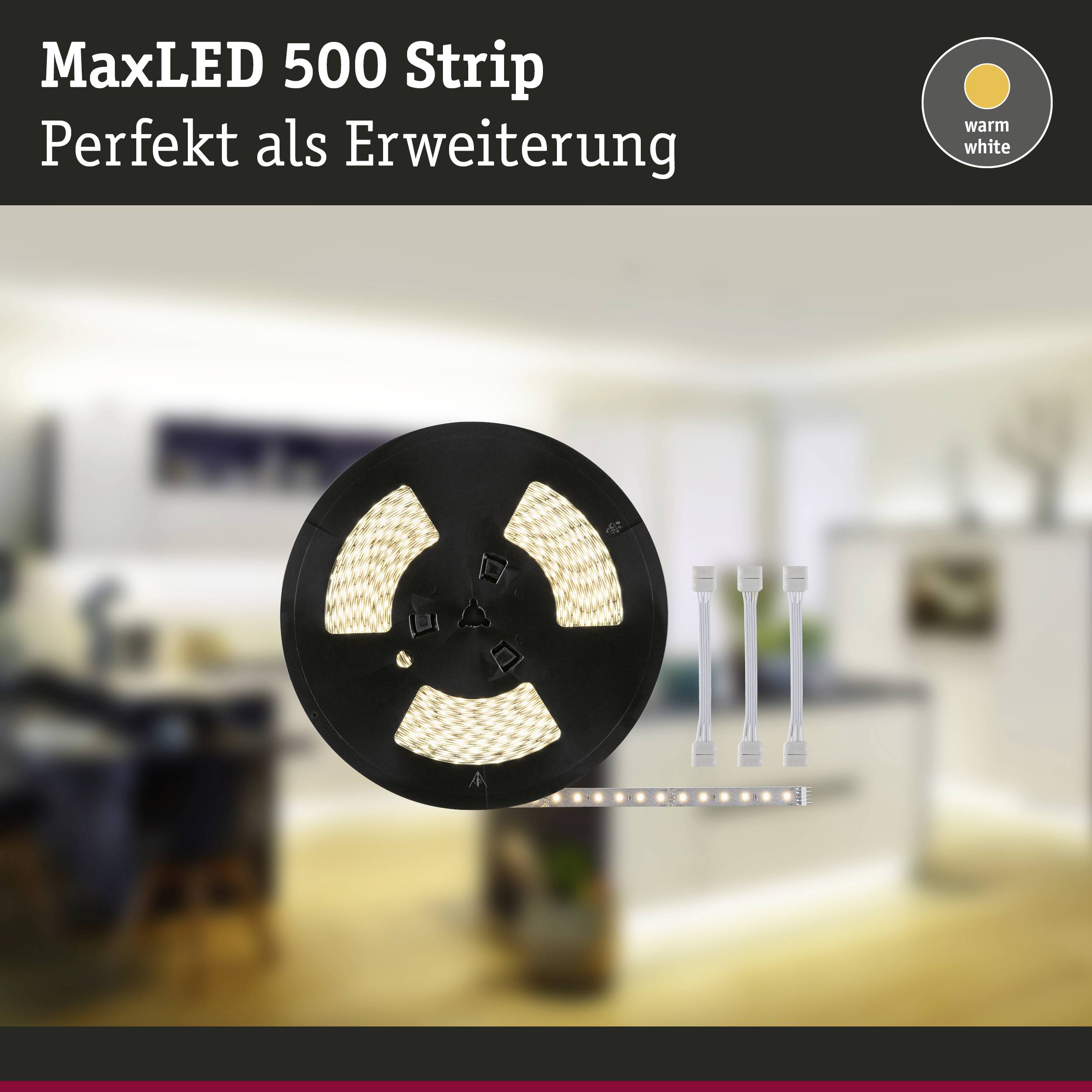 Paulmann 71042 LED-Streifen-Erweiterung mit Stecker 24V 20m Warmweiß 20m