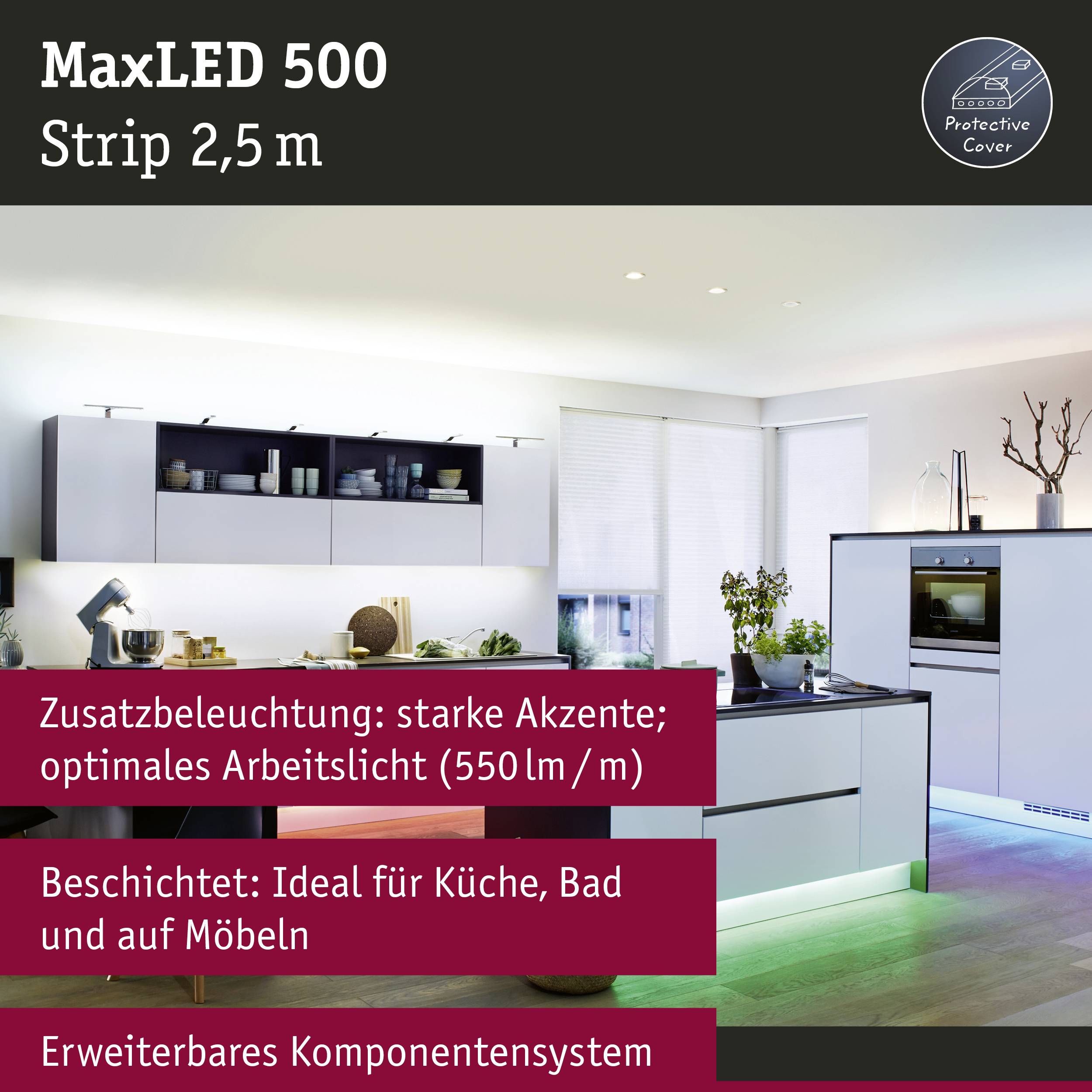 Paulmann 70551 LED-Streifen-Erweiterung mit Stecker 24V 2.5m Warmweiß 2.5m