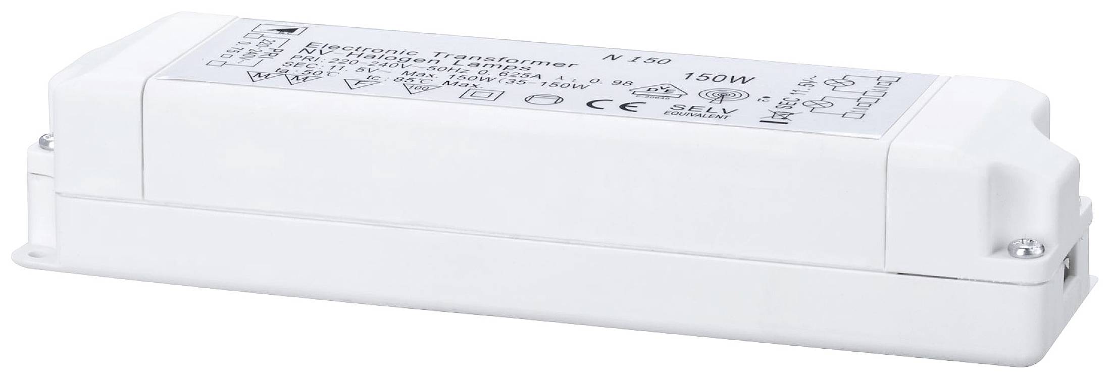 Ein rechteckiger weißer LED-Treiber von Kempten Electronic mit mehreren Symbolen und Spezifikationen auf der Oberseite zu sehen.