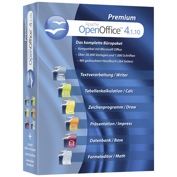 OpenOffice 4.1.10 Premium Vollversion, 1 Lizenz Windows Office-Paket