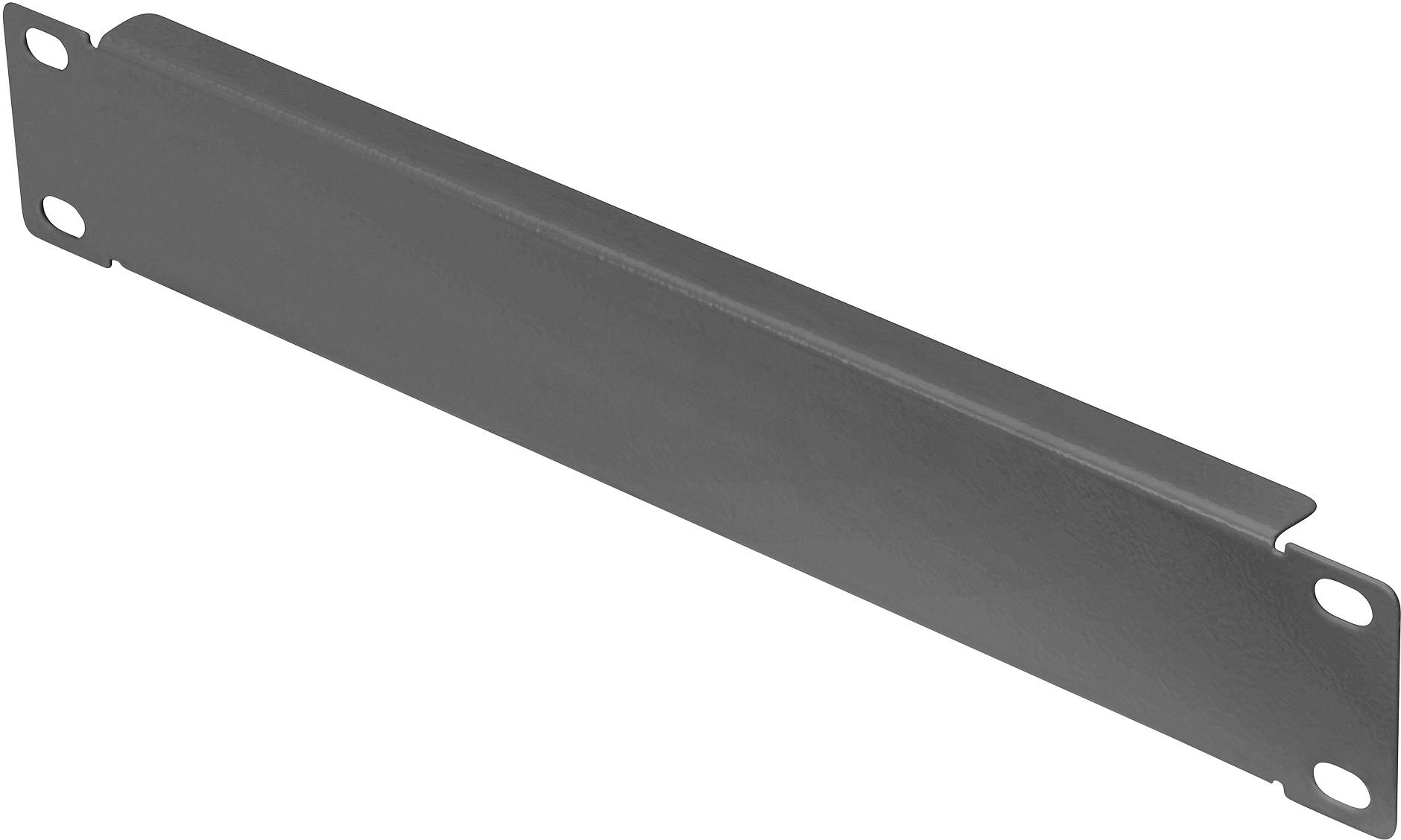 Graue Rack Blende mit rechteckiger Form und abgerundeten Kanten, geeignet zur Abdeckung leerer Bereiche in einem Server-Rack.