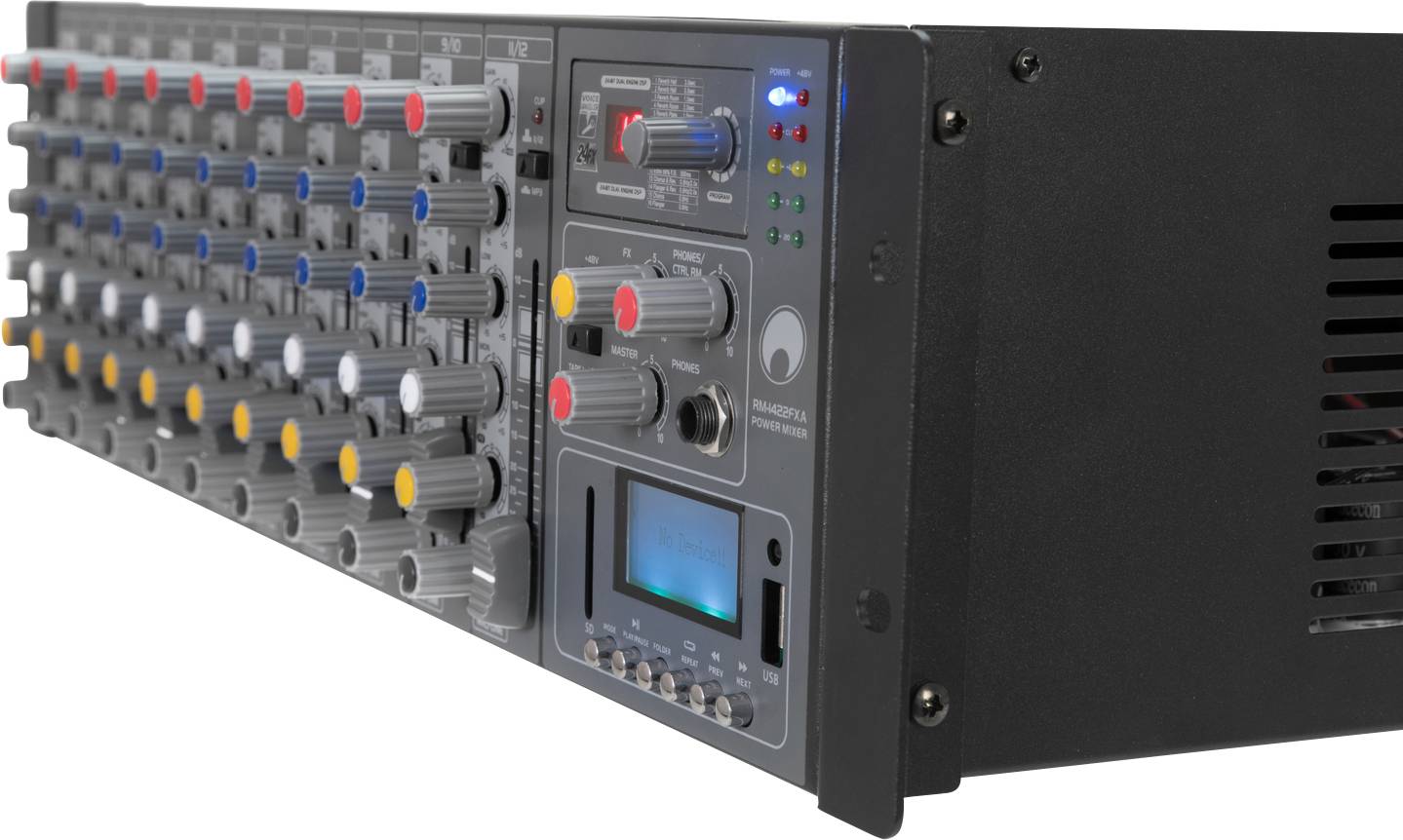 Omnitronic RM-1422FXA 2x 400 W Powermixer Kanäle:12 USB-Anschluss