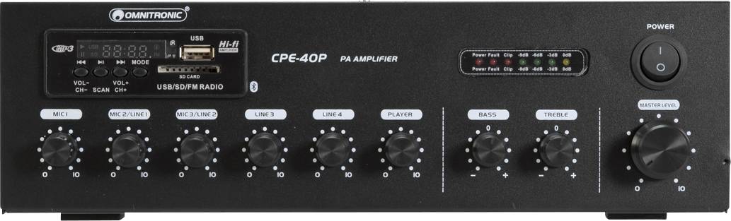 Omnitronic CPE-40P ELA ELA-Verstärker 40 W 4-Kanal 1-Zonen