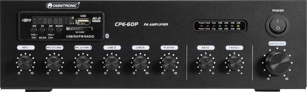 Omnitronic CPE-60P ELA ELA-Verstärker 60 W 4-Kanal 1-Zonen