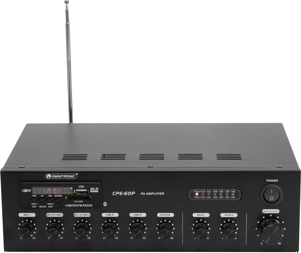 Omnitronic CPE-60P ELA ELA-Verstärker 60W 4-Kanal 1-Zonen