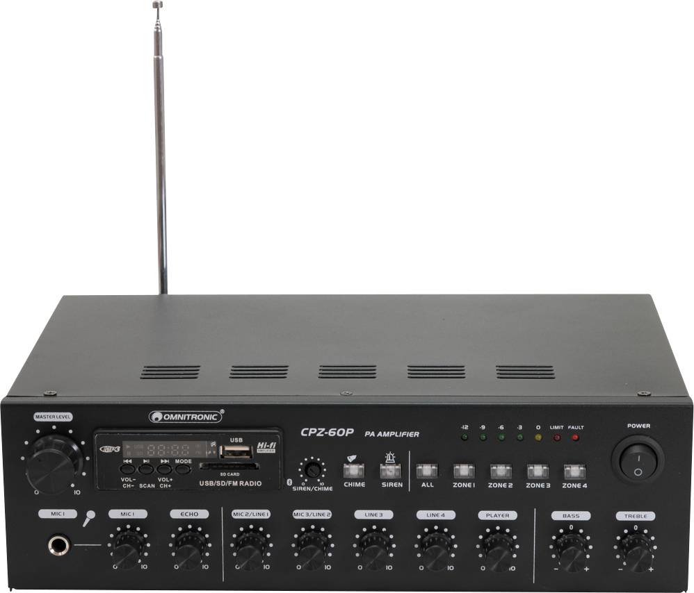 Omnitronic CPZ-60P ELA ELA-Verstärker 60W 4-Kanal 4-Zonen