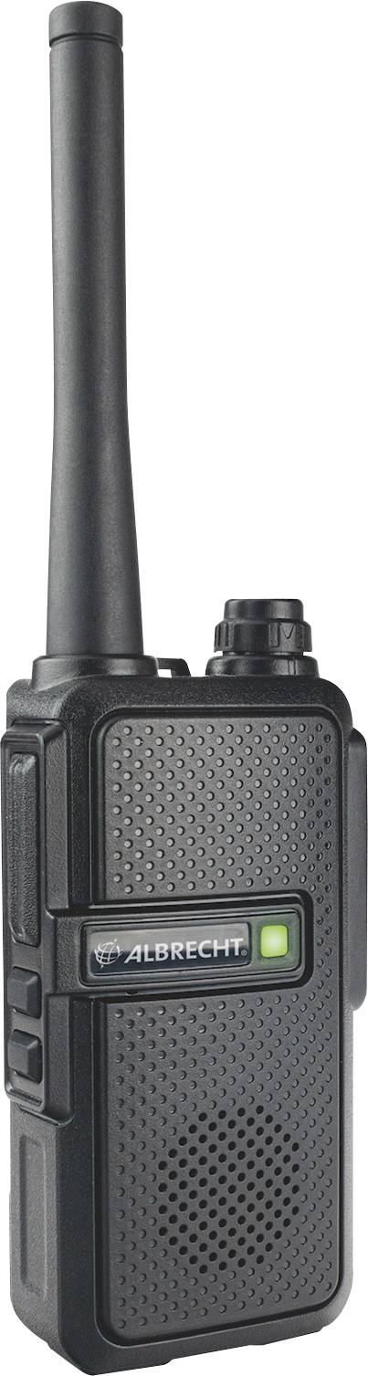 Ein schwarzes Handfunkgerät mit Antenne und Lautsprecher auf der Vorderseite, geeignet für Kommunikation über längere Distanzen.