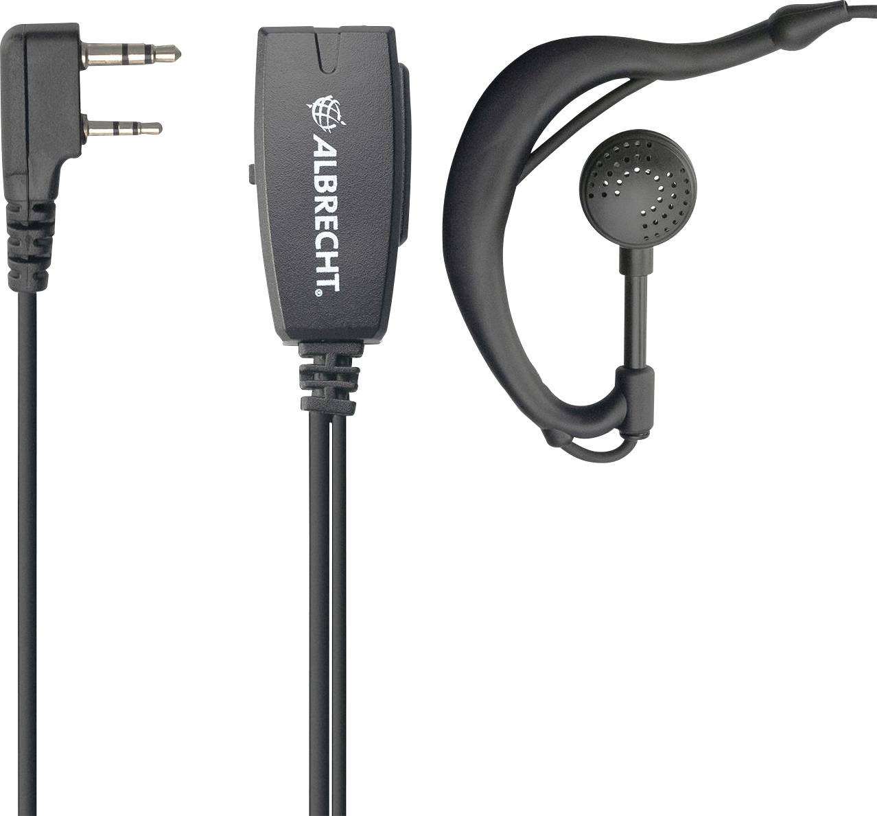 Headset mit Ohrbügel und 3,5-mm-Klinkenstecker. Marke 'Albrecht'. Geeignet für Freisprechen und Geräuschunterdrückung.