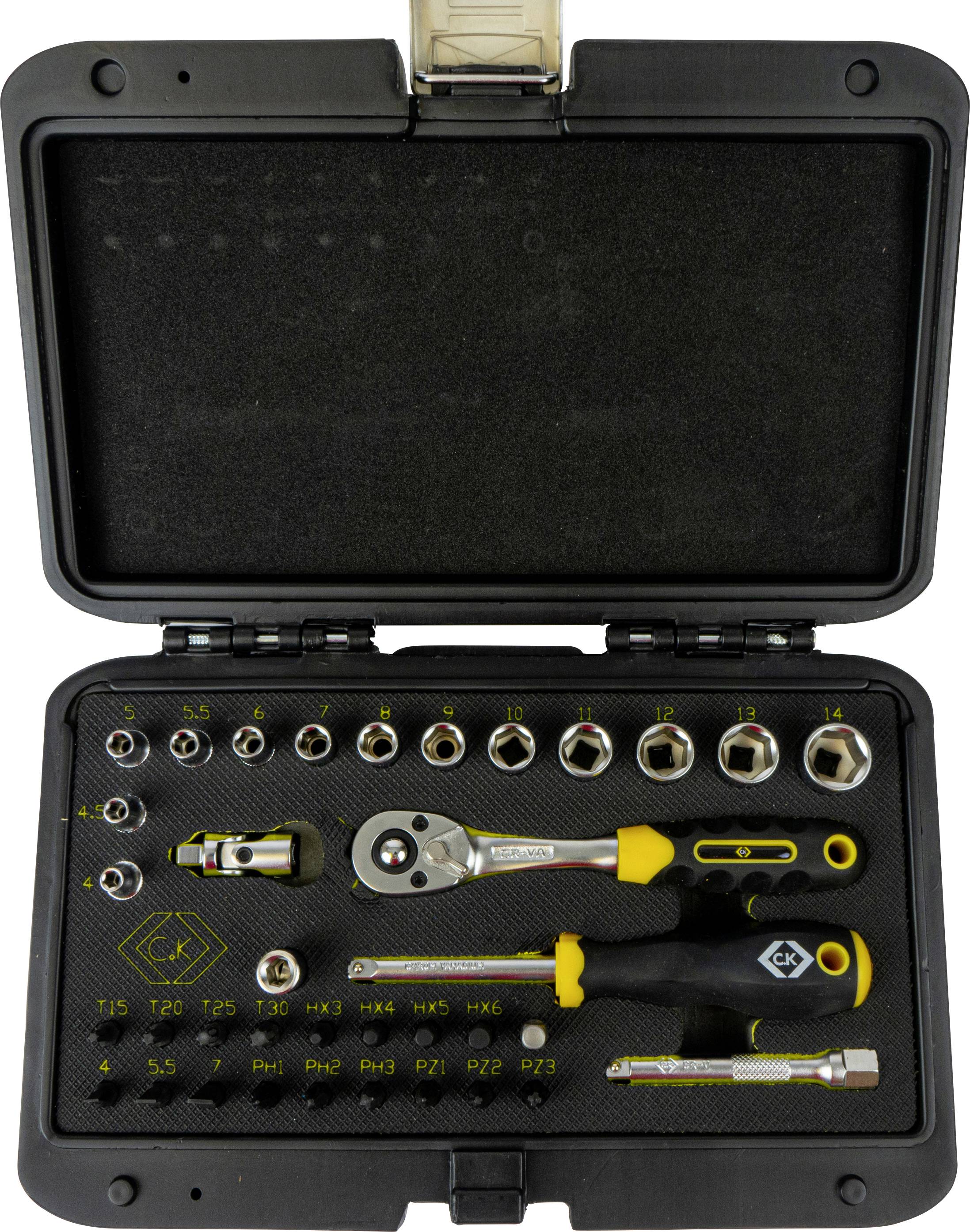 C.K T4660 Steckschlüssel-Bit-Einsatz-Set metrisch 1/4" 36teilig T4660