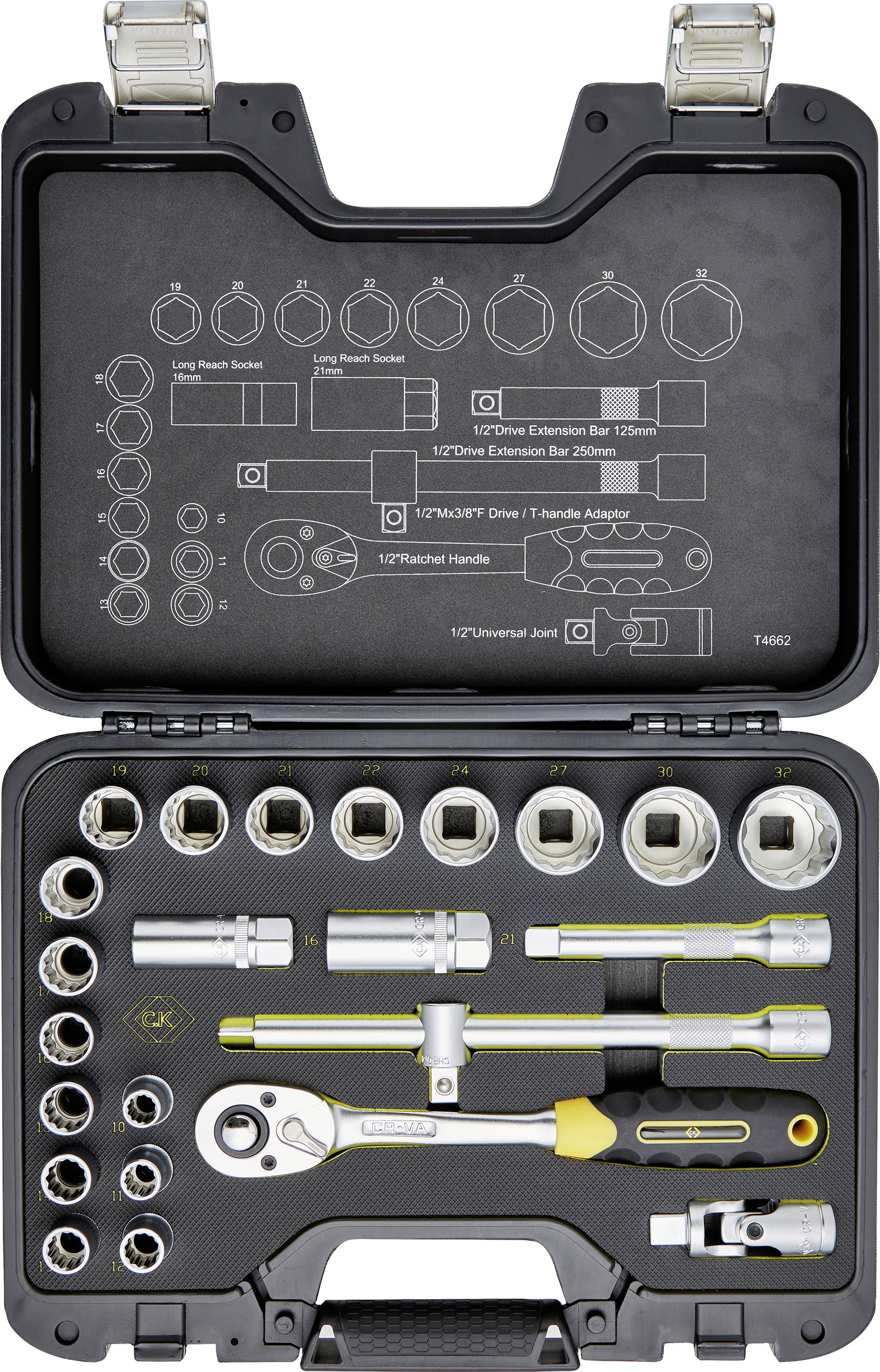 C.K T4662 Steckschlüsselsatz metrisch 1/2" 24teilig T4662