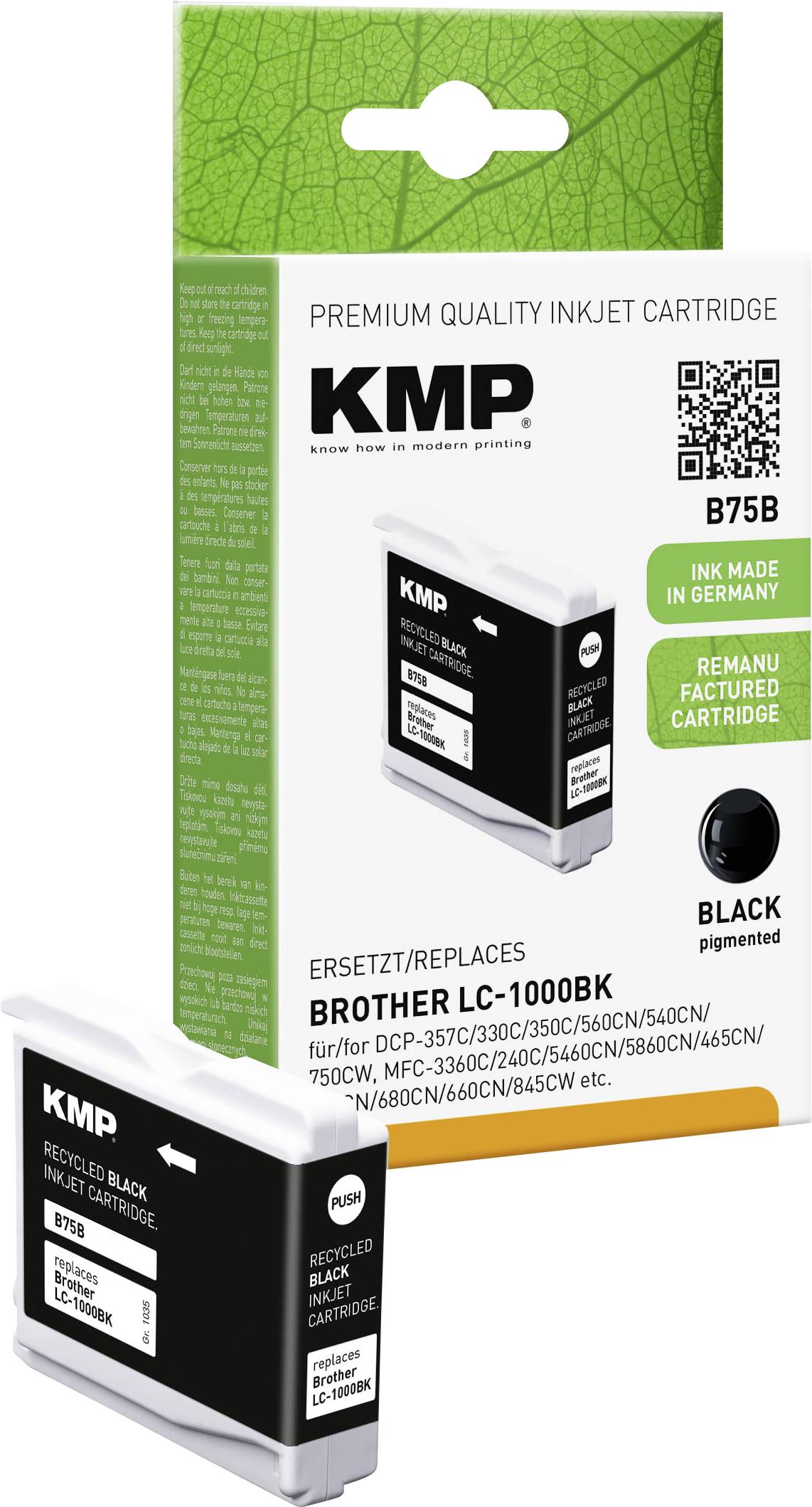 KMP Druckerpatrone ersetzt Brother LC-1000BK Kompatibel Schwarz B75B 1035,4001