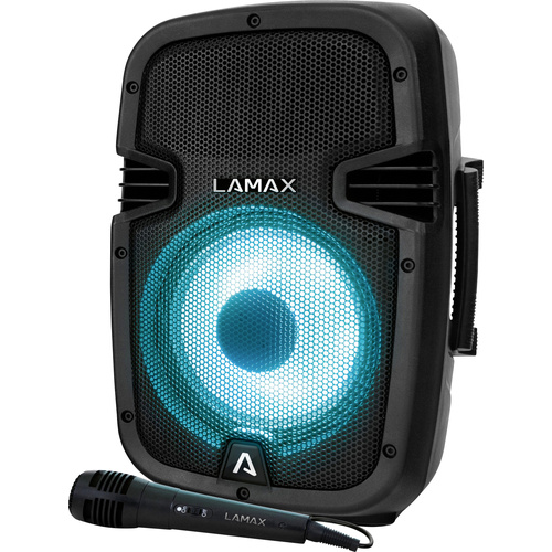 Lamax PartyBoomBox300 Karaoke-Anlage spritzwassergeschützt, Stimmungslicht, wiederaufladbar, Inkl. Mikrofon, Inkl. Fernbedienung