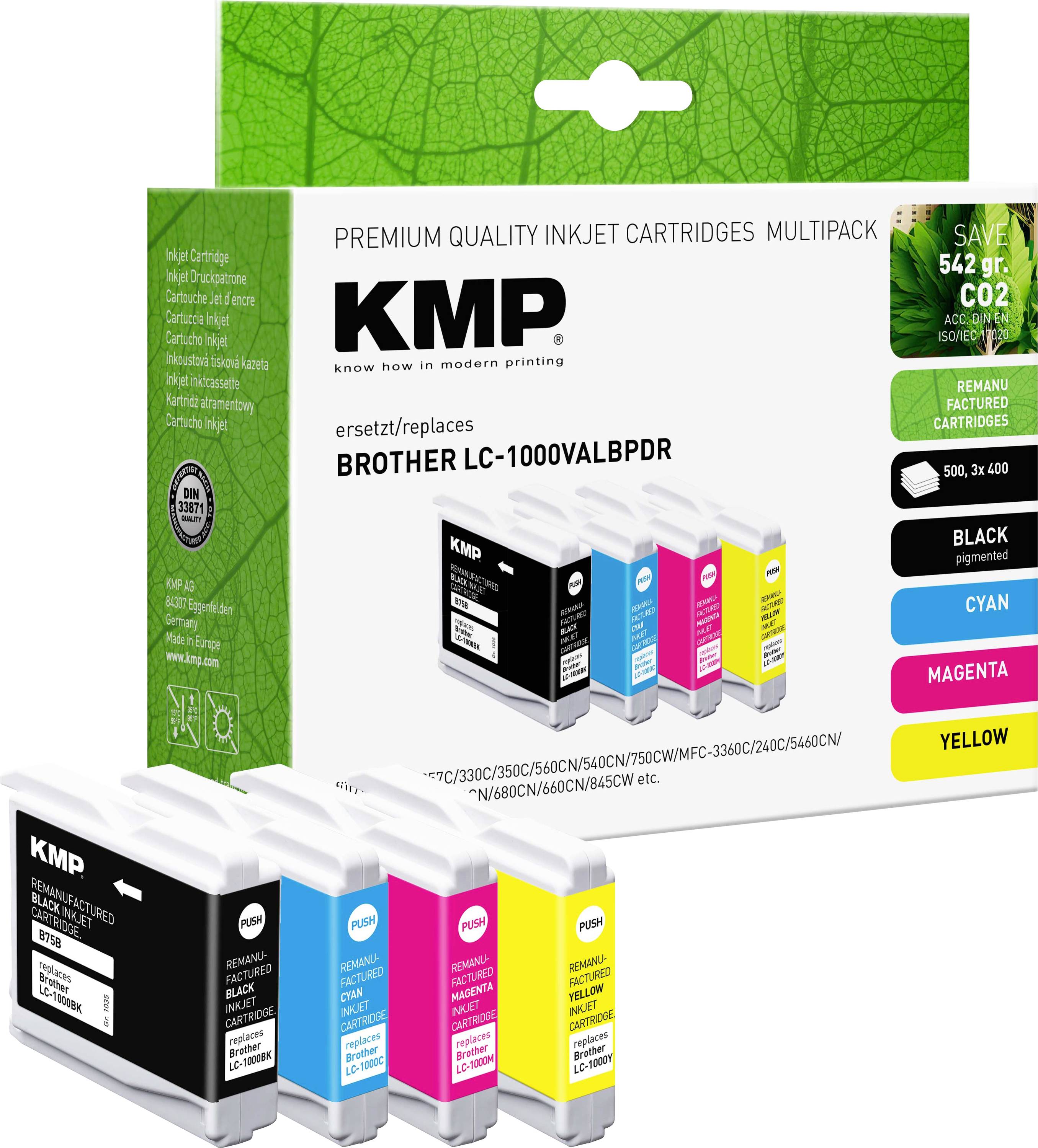 KMP Druckerpatrone ersetzt Brother LC-1000BK, LC-1000C, LC-1000M, LC-1000Y Kompatibel Kombi-Pack Co