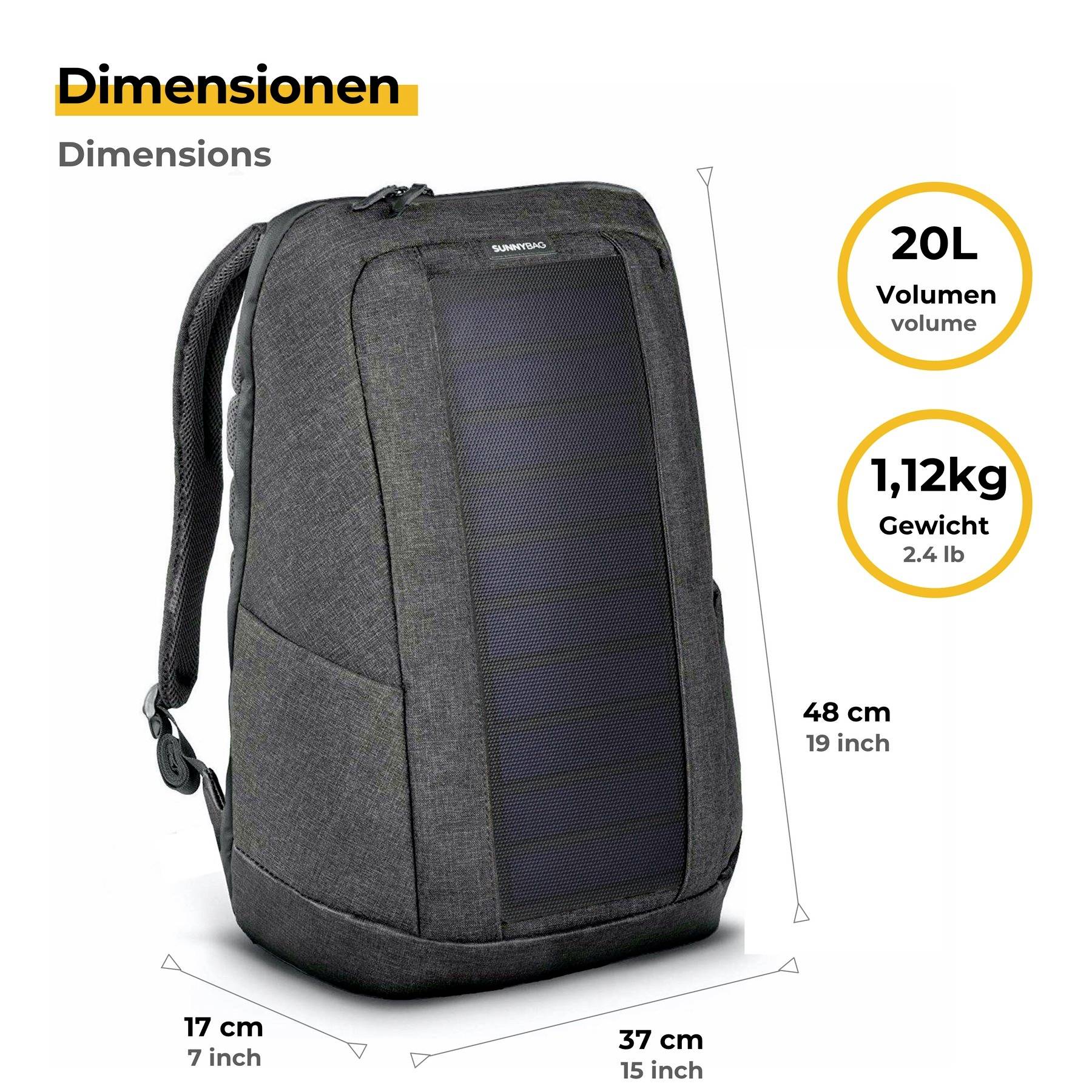 SunnyBag Solarrucksack ICONIC 20l (B x H x T) 370 x 480 x 170mm 136CG_01