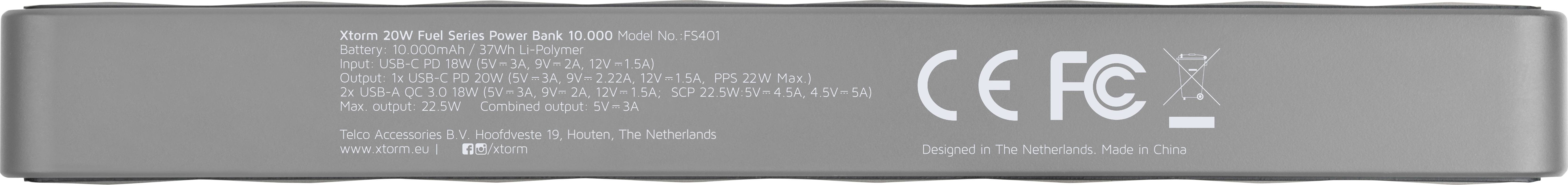 Xtorm by A-Solar FS401 Powerbank 10000 mAh Quick Charge 3.0 Li-Ion USB-A, USB-C® Statusanzeige