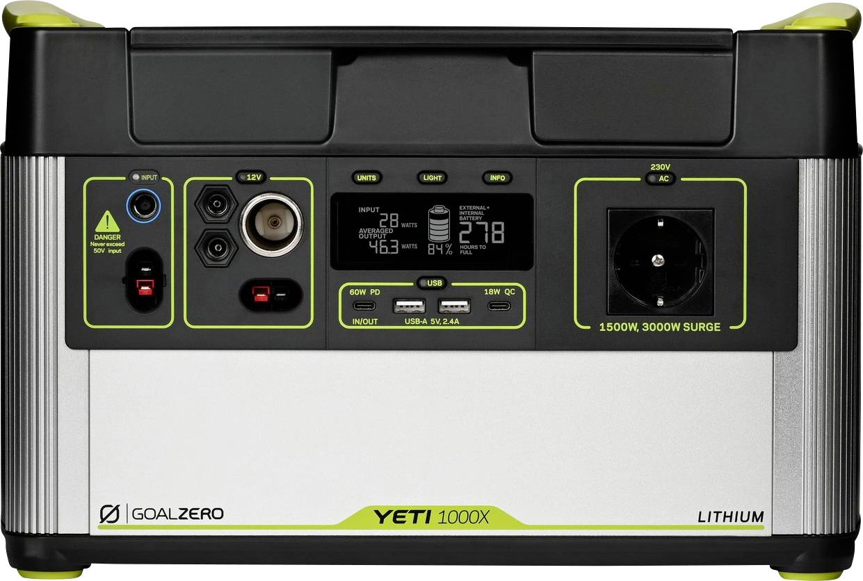 Goal Zero Yeti 1000X Solar Powerbank 91Ah USB PD Li-Ion USB-A, USB-C® Grau-Silber Statusanzeige