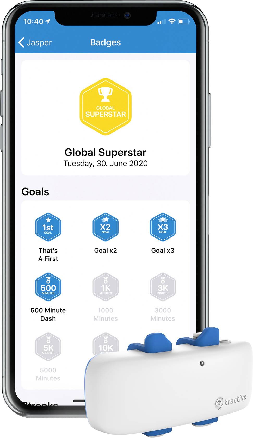 Tractive DOG 4 GPS Tracker Haustiertracker Weiß, Blau