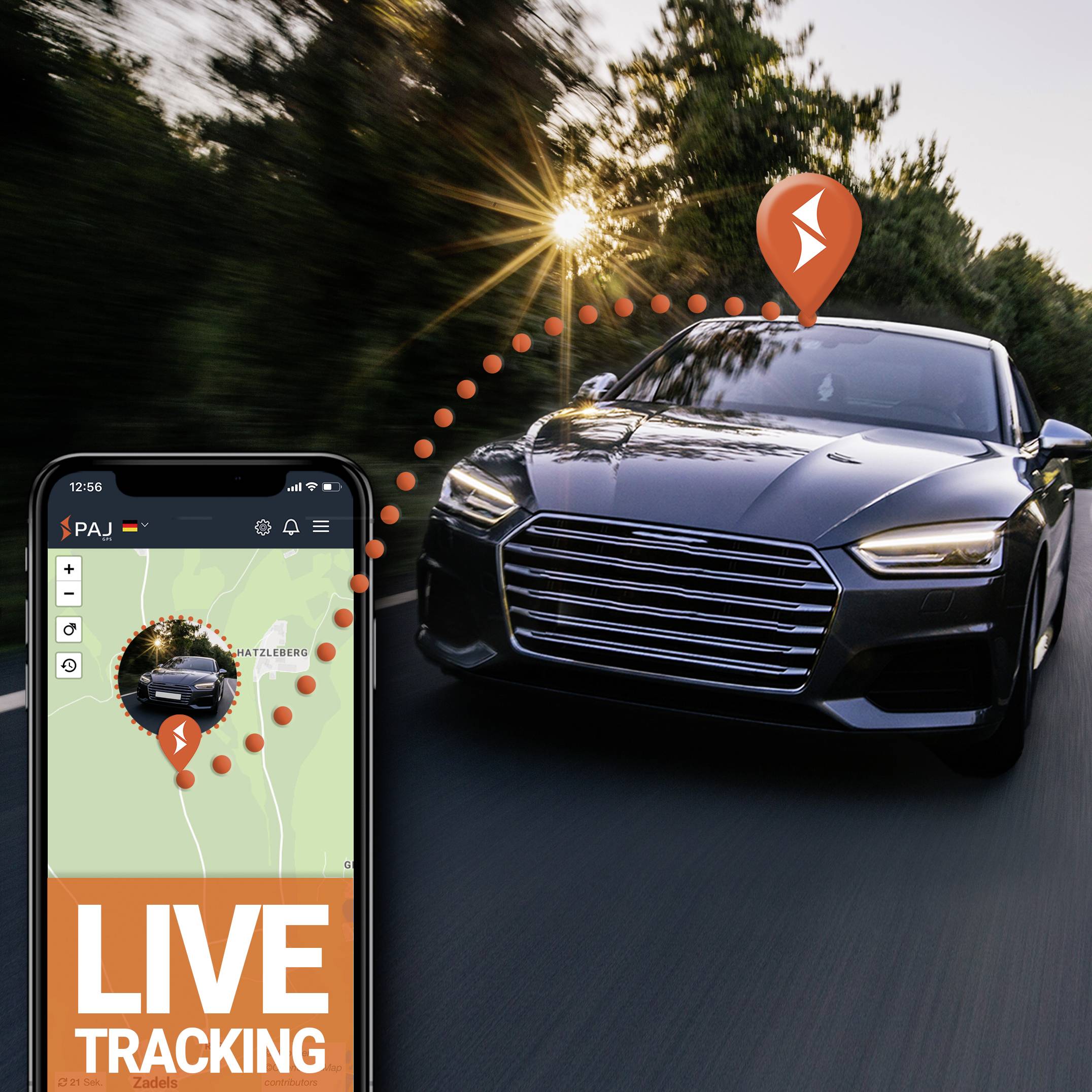 PAJ 9017 GPS Tracker Fahrzeugtracker, Multifunktionstracker Schwarz