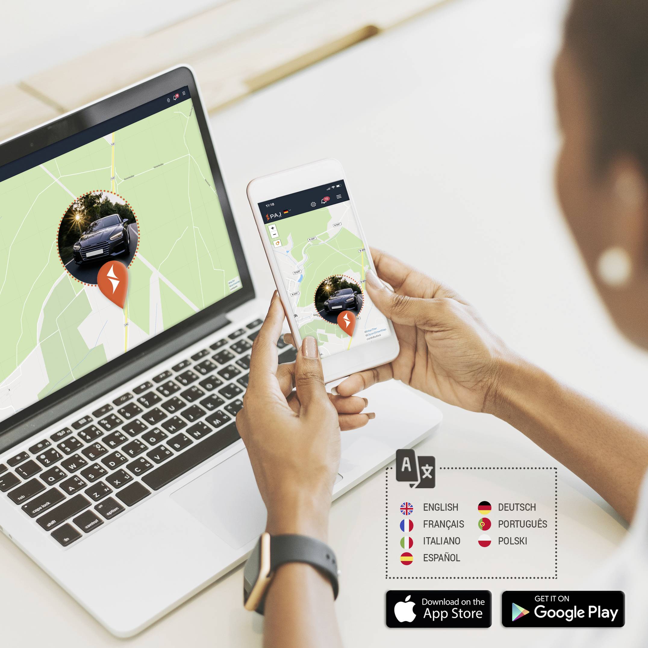 PAJ 9017 GPS Tracker Fahrzeugtracker, Multifunktionstracker Schwarz