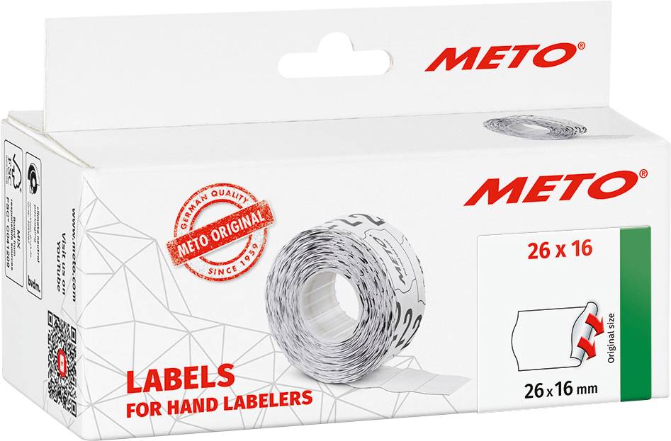 METO Preis-Etiketten 9506166 Wiederablösbar Etiketten-Breite: 26 mm Etiketten-Höhe: 16 mm Weiß 1 St.