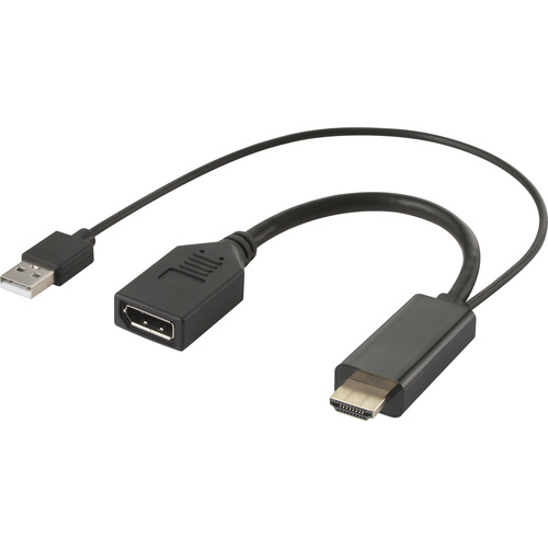 Renkforce RF-4777274 HDMI / DisplayPort Adapter [1x HDMI-Stecker, USB 2.0 Stecker A - 1x DisplayPort Buchse] Schwarz Ultra HD
