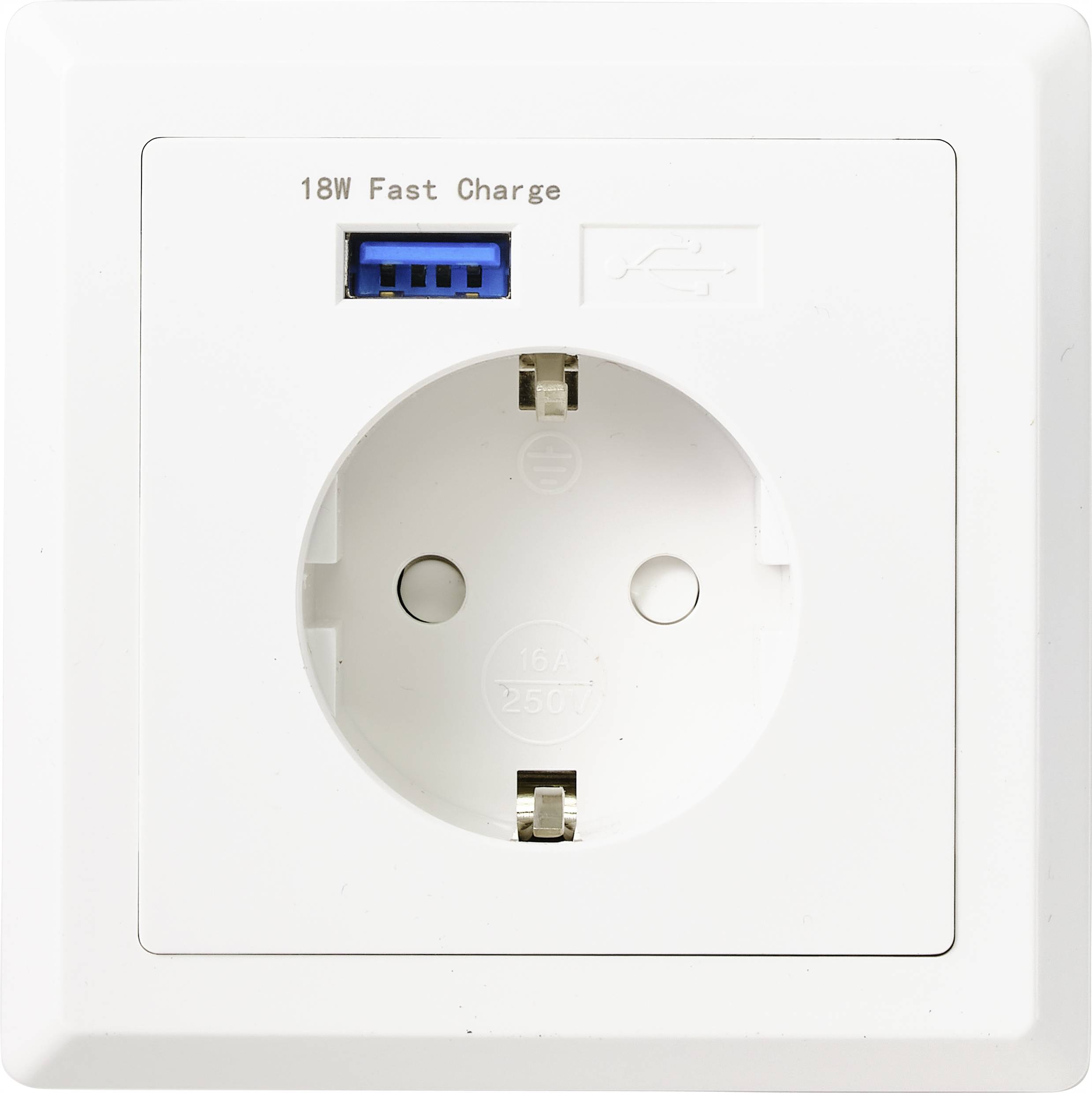 Sygonix SY-4777292 Einbau-Steckdose mit USB Weiß