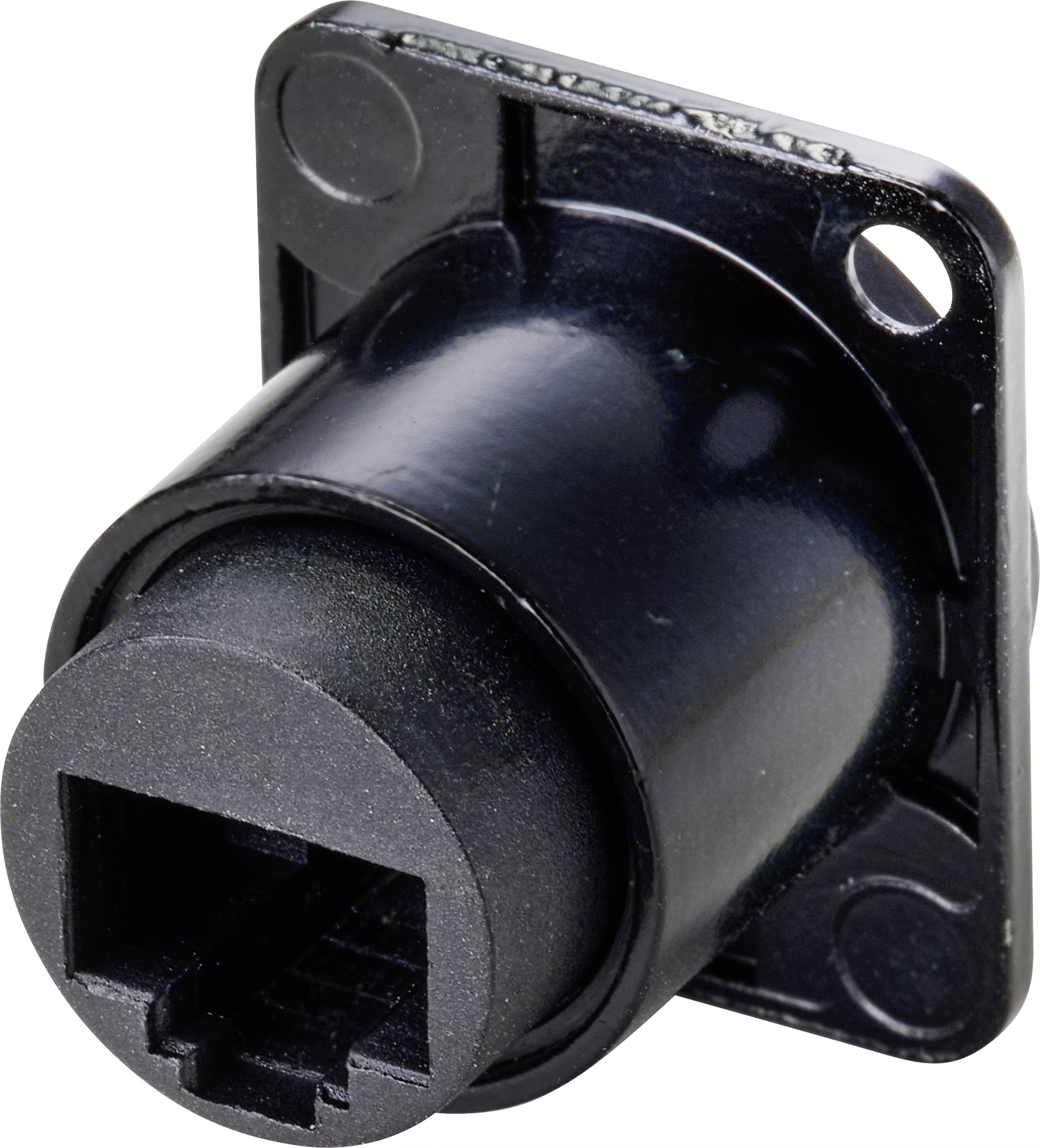 TRU COMPONENTS TC-9554644 RJ45 Durchgangs-Einbaubuchse D-Form CAT 6 Buchse, gerade Polzahl Sensoren 8P8C Schwarz