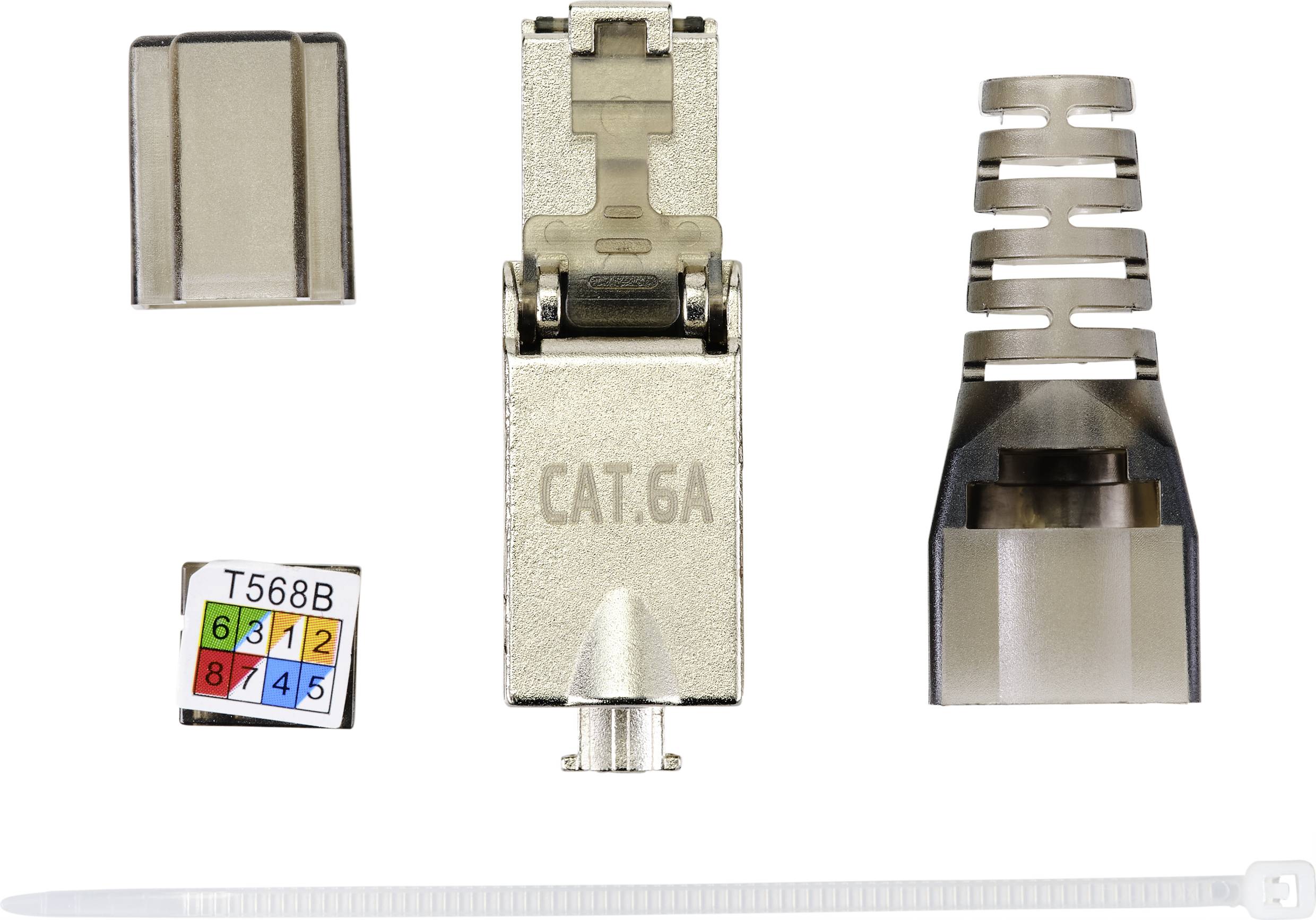 TRU COMPONENTS TC-9554648 RJ45 Stecker Geschirmt CAT 6A Stecker, gerade Polzahl Sensoren 8P8C 1St.