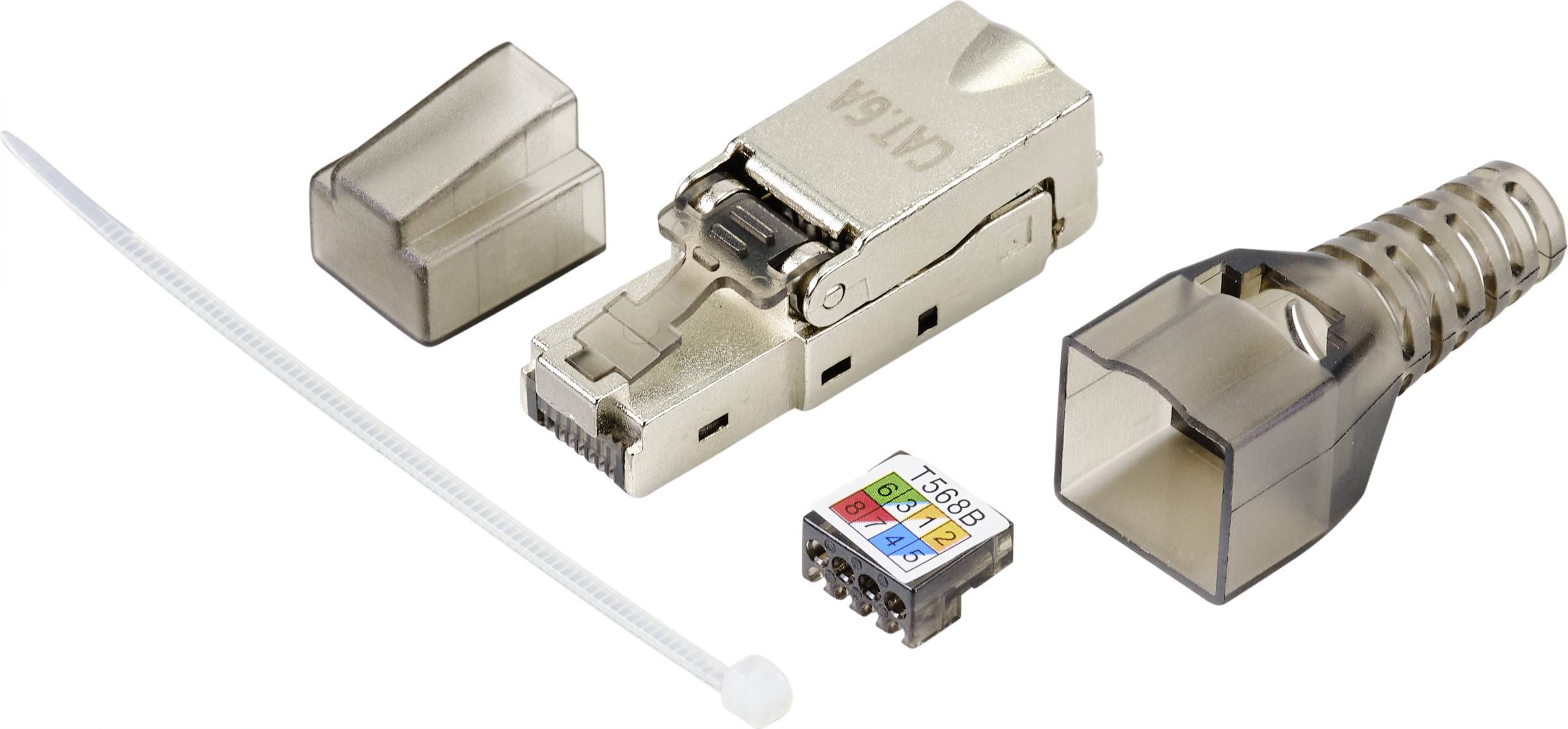 TRU COMPONENTS TC-9554648 RJ45 Stecker Geschirmt CAT 6A Stecker, gerade Polzahl Sensoren 8P8C 1St.