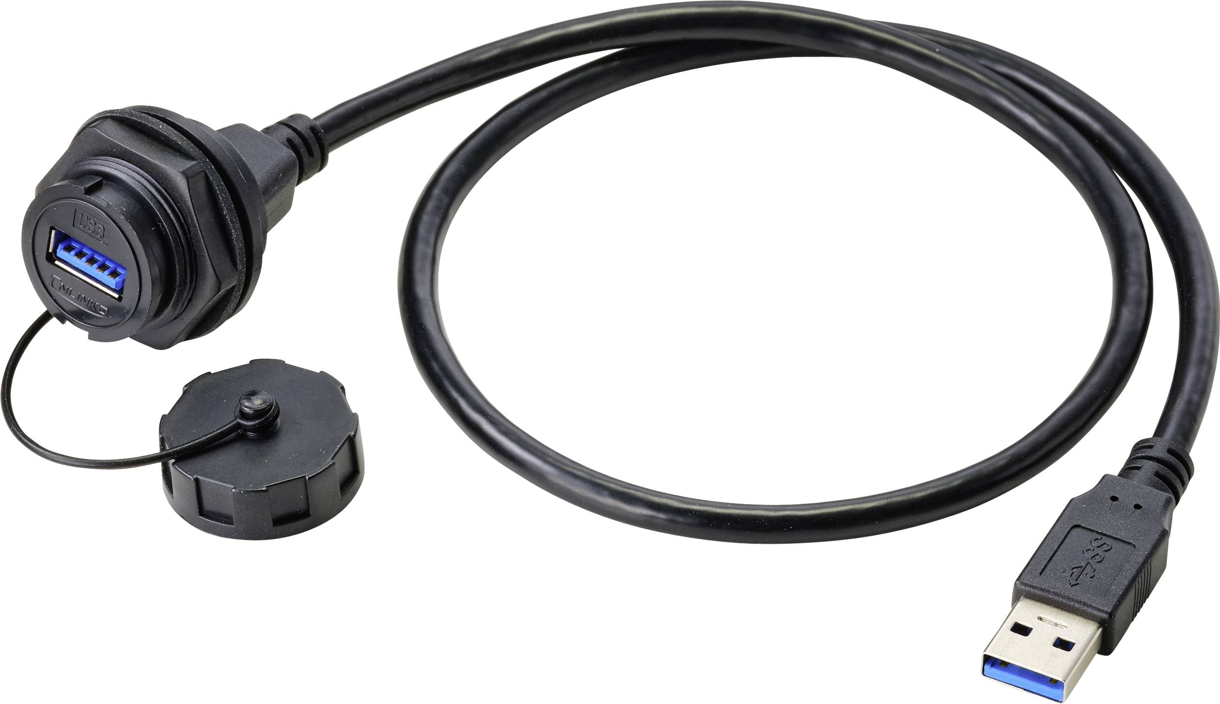 TRU COMPONENTS USB-Einbaubuchse 3.0 Typ A Buchse, Einbau 50 cm IP67 Inhalt: 1 St.