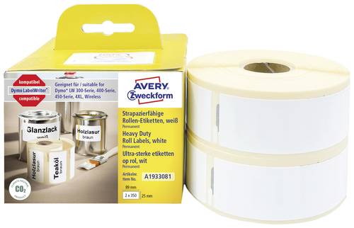 Avery-Zweckform A1933081 Etiketten (Rolle) 89 x 25mm Folie Weiß 1 Set Universal-Etiketten