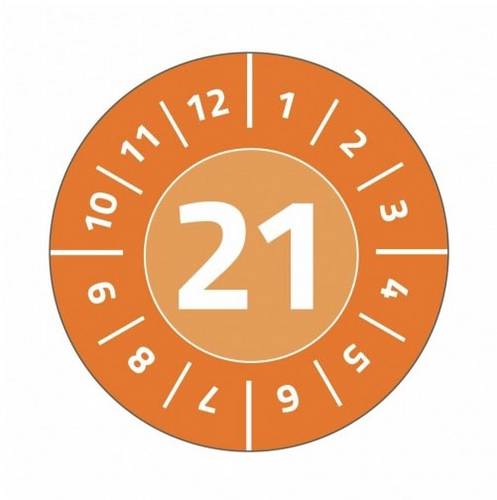 Avery-Zweckform 6943-2021 Prüfplakette 2021 Orange Folie selbstklebend (Ø) 20mm 20mm 1 Set