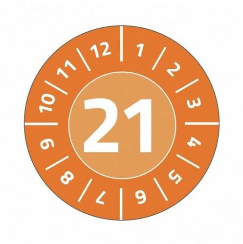 Avery-Zweckform 6944-2021 Prüfplakette 2021 Orange Folie selbstklebend, abziehsicher (Ø) 30mm 30mm