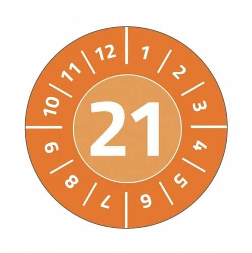 Avery-Zweckform 6945-2021 Prüfplakette 2021 Orange Folie selbstklebend, abziehsicher (Ø) 20mm 20mm